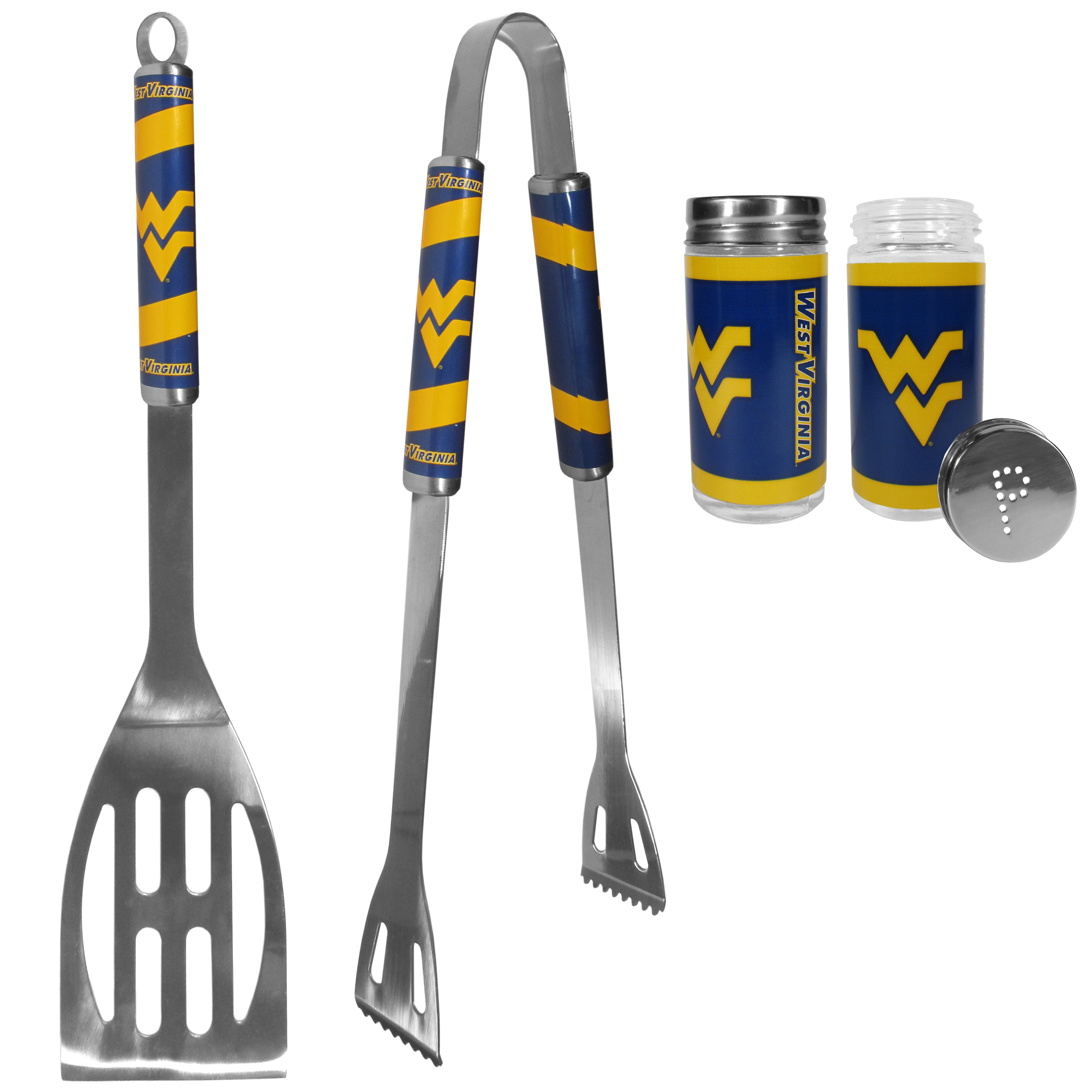 W. Virginia Mountaineers 2pc BBQ Set with Tailgate Salt & Pepper Shakers