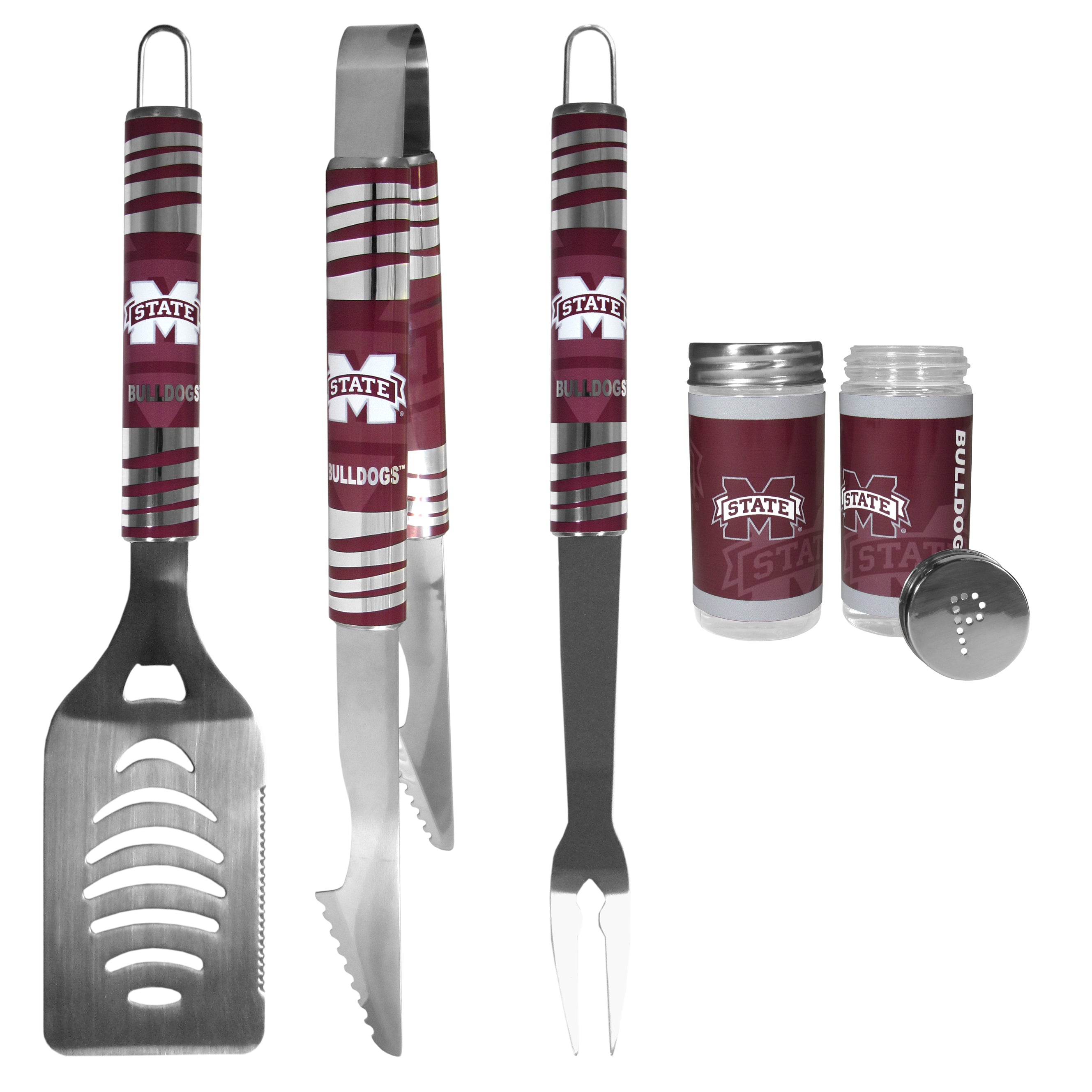 Mississippi St. Bulldogs 3 pc Tailgater BBQ Set and Salt and Pepper Shaker Set