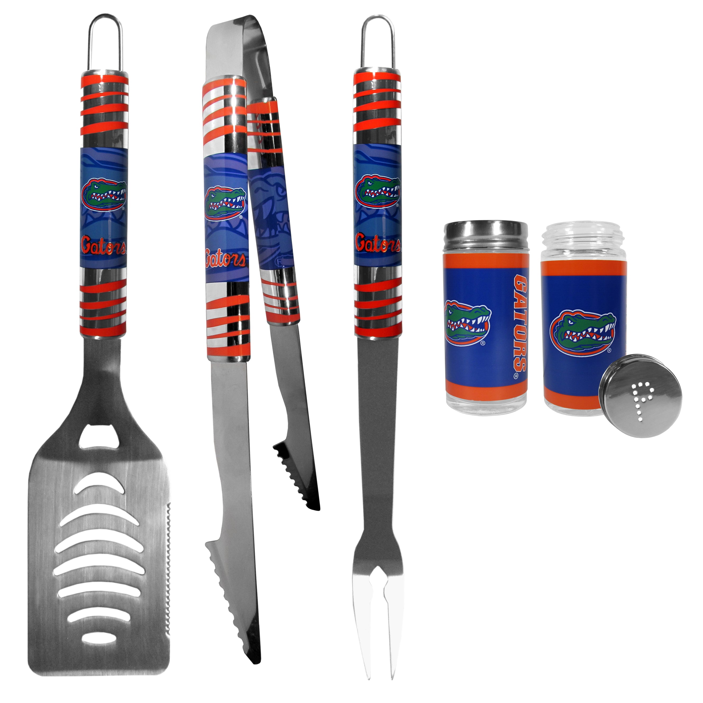 Florida Gators 3 pc Tailgater BBQ Set and Salt and Pepper Shaker Set