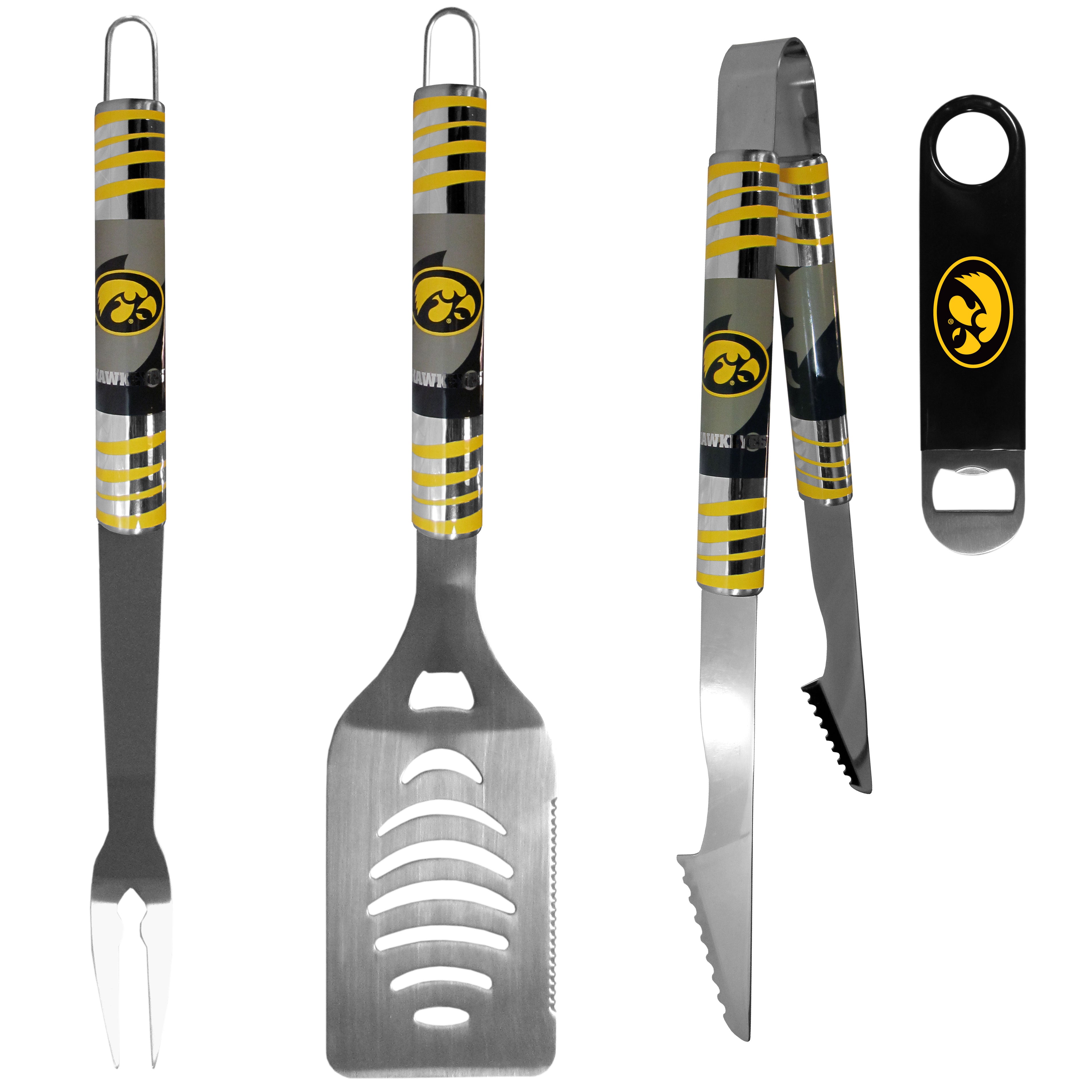 Iowa Hawkeyes 3 pc BBQ Set and Bottle Opener