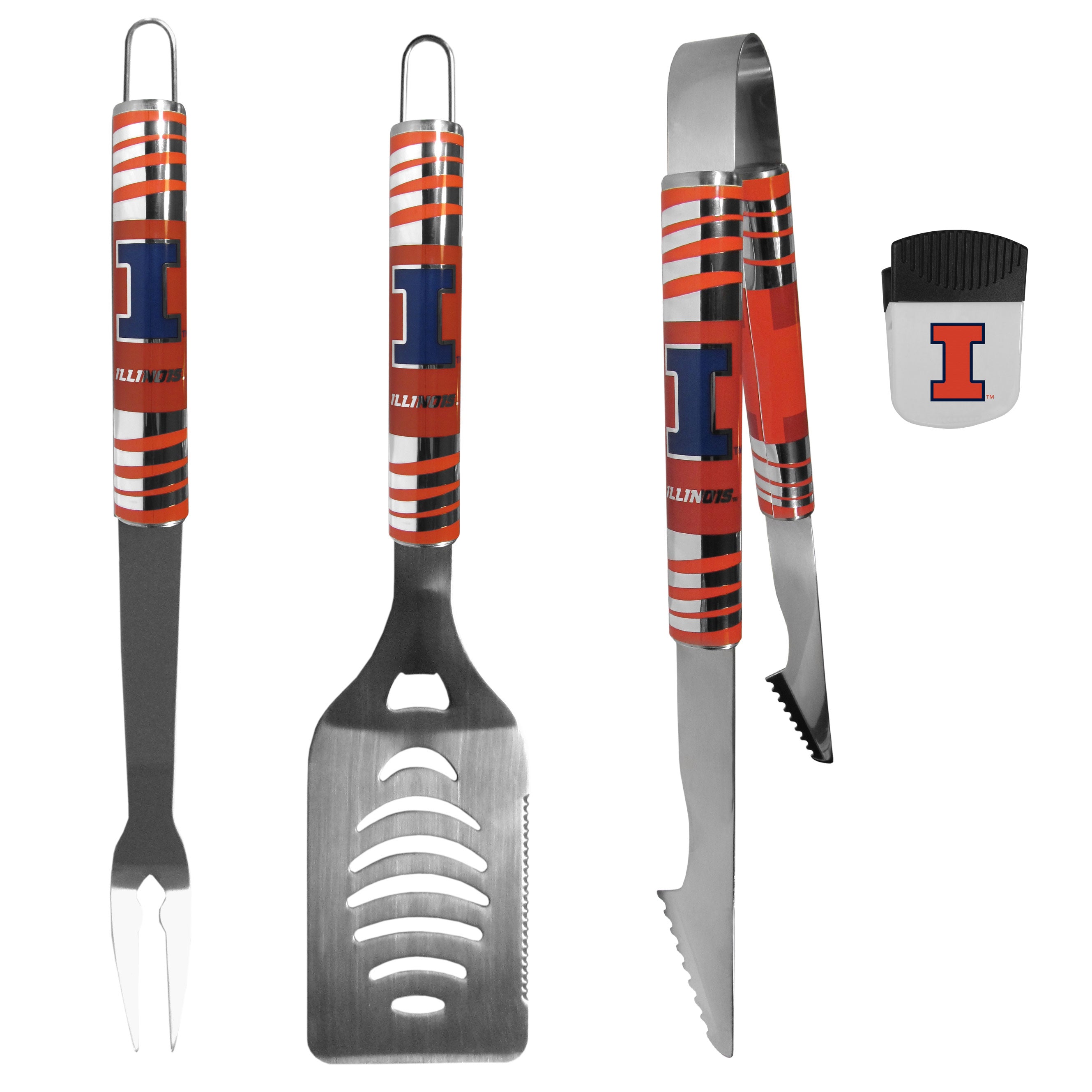 Illinois Fighting Illini 3 pc BBQ Set and Chip Clip