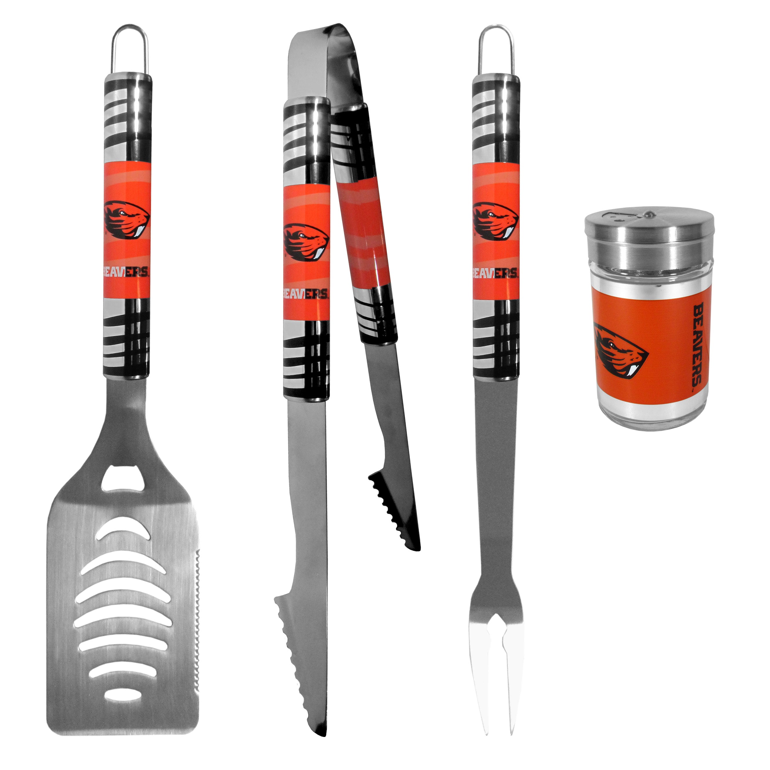 Oregon St. Beavers 3 pc Tailgater BBQ Set and Season Shaker