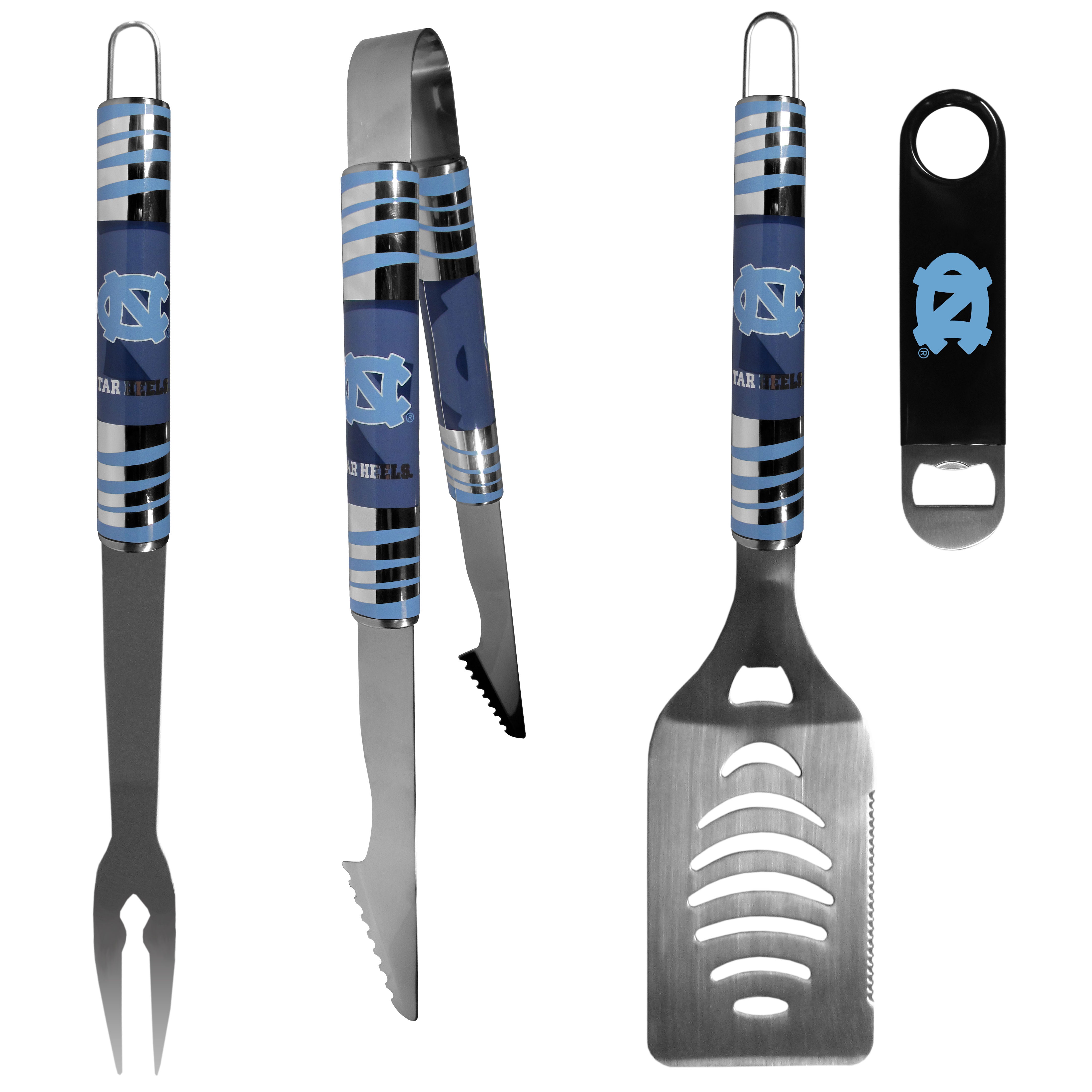 N. Carolina Tar Heels 3 pc BBQ Set and Bottle Opener