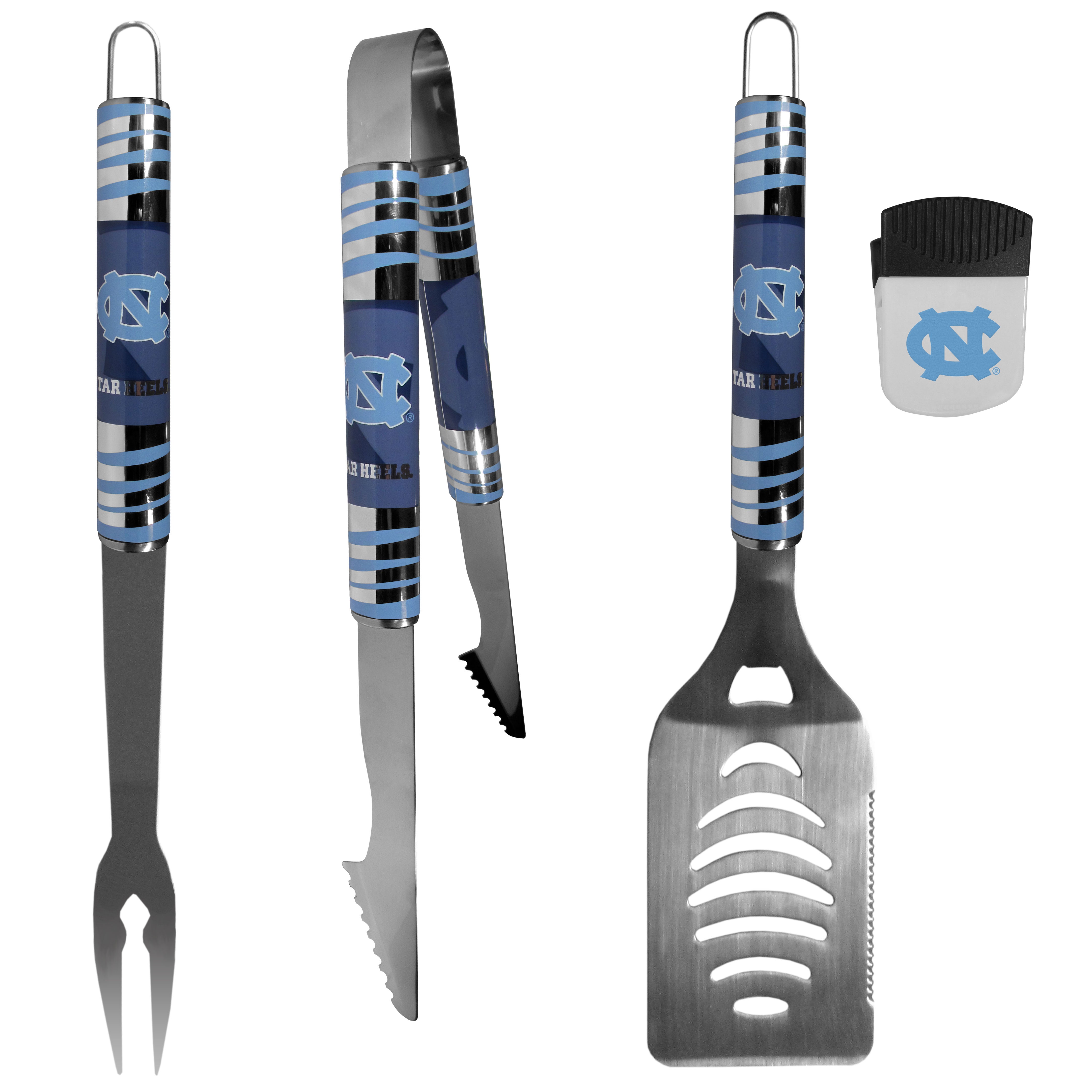N. Carolina Tar Heels 3 pc BBQ Set and Chip Clip