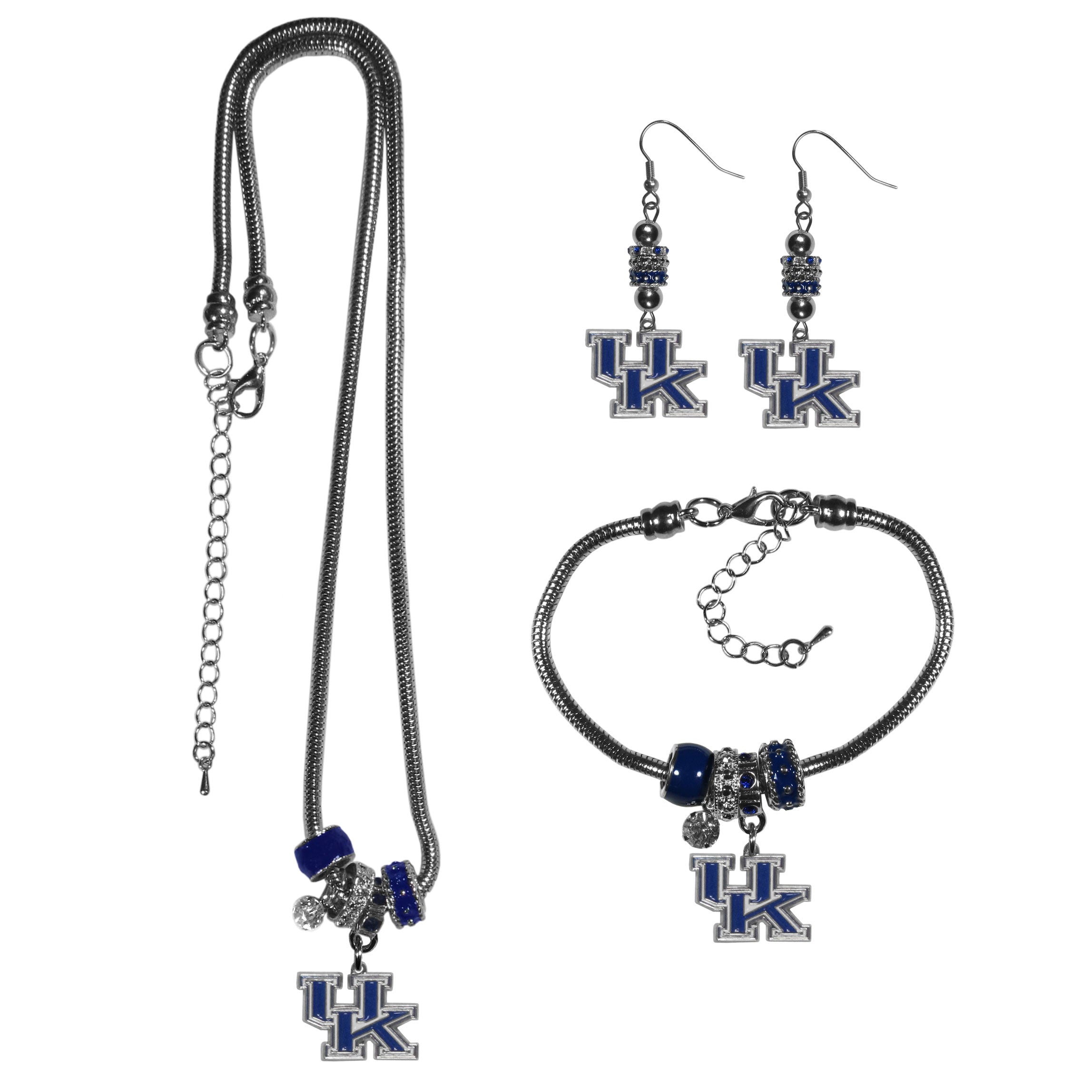 Kentucky Wildcats Euro Bead Jewelry 3 piece Set