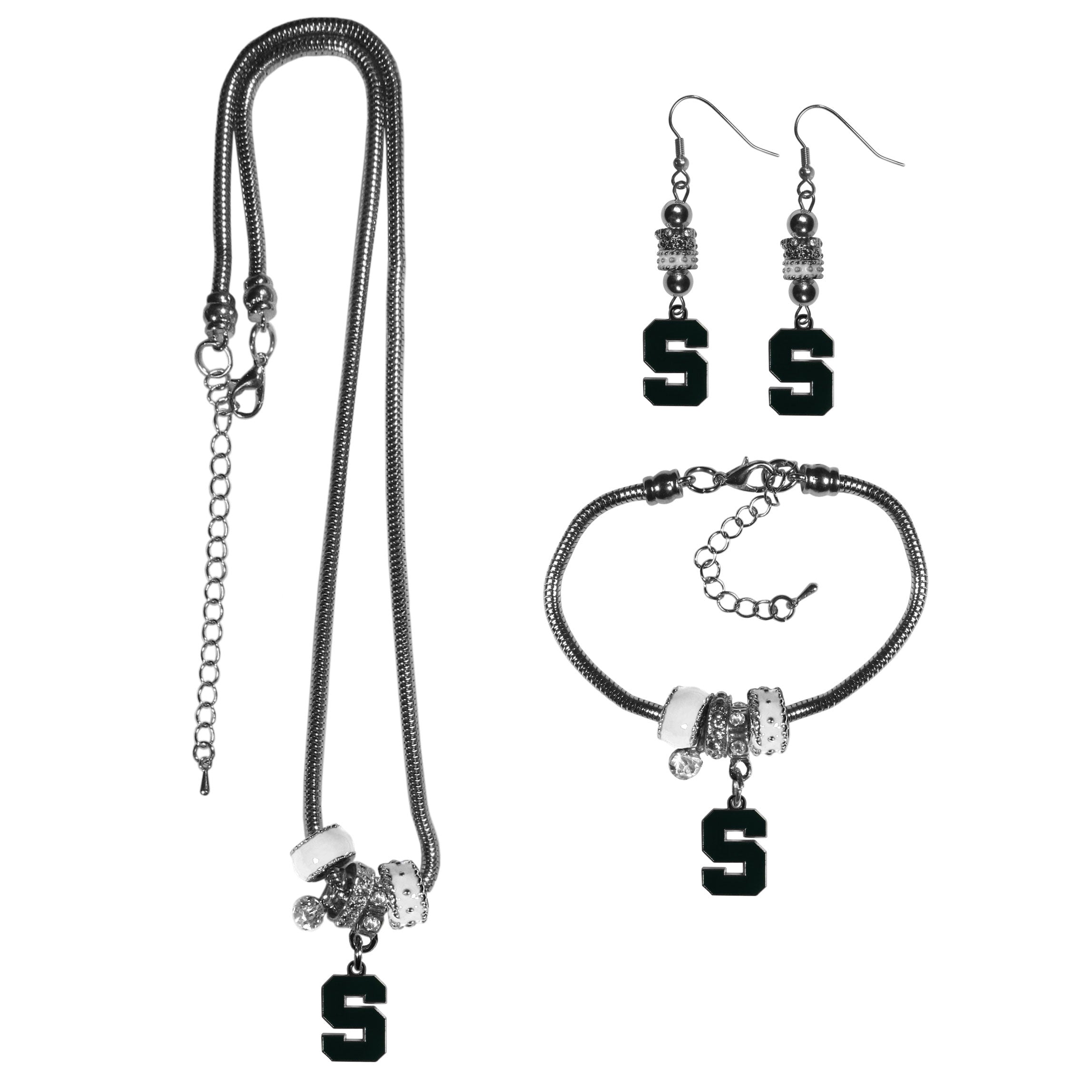 Michigan St. Spartans Euro Bead Jewelry 3 piece Set