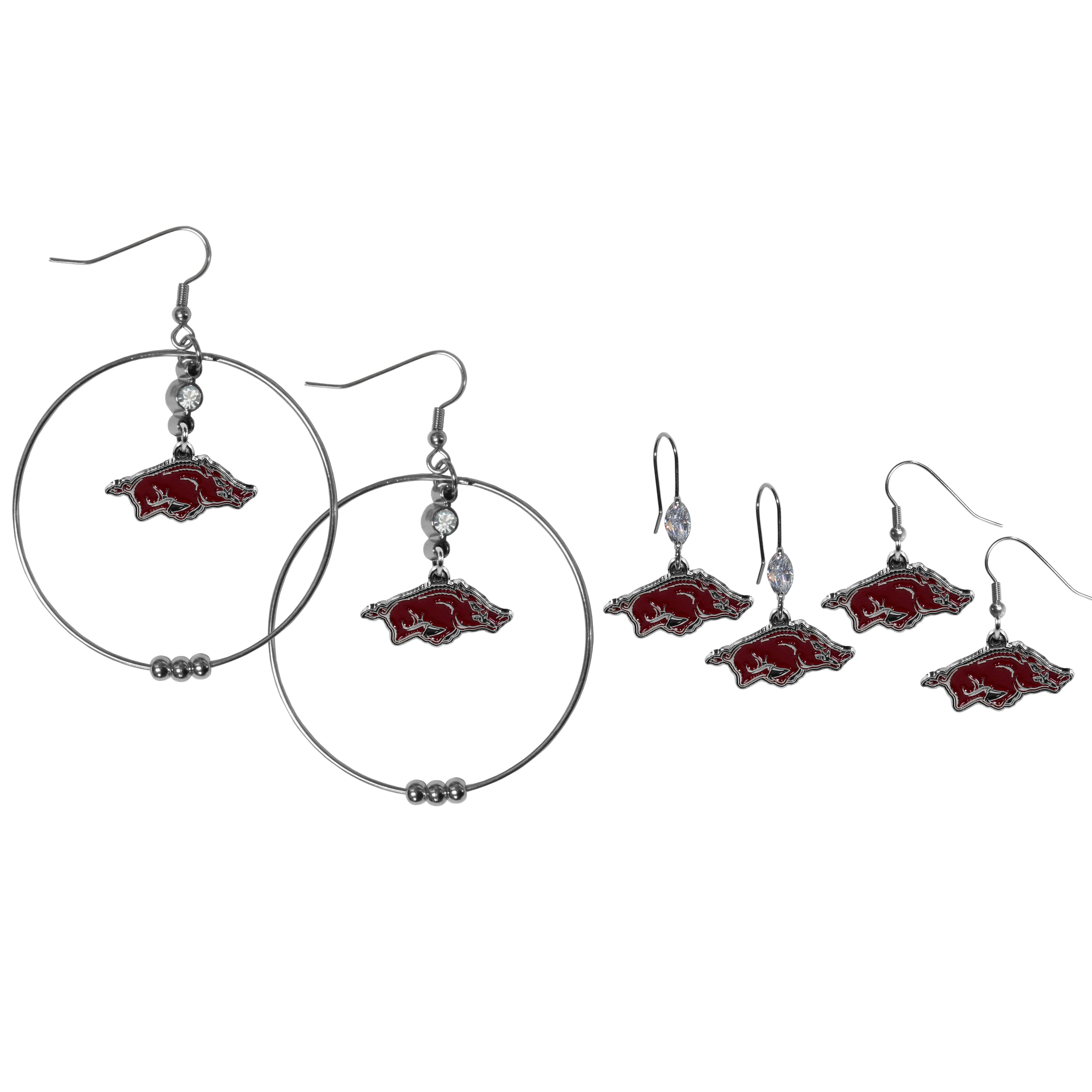 Arkansas Razorbacks Earring Mix, Hoops and Dangle