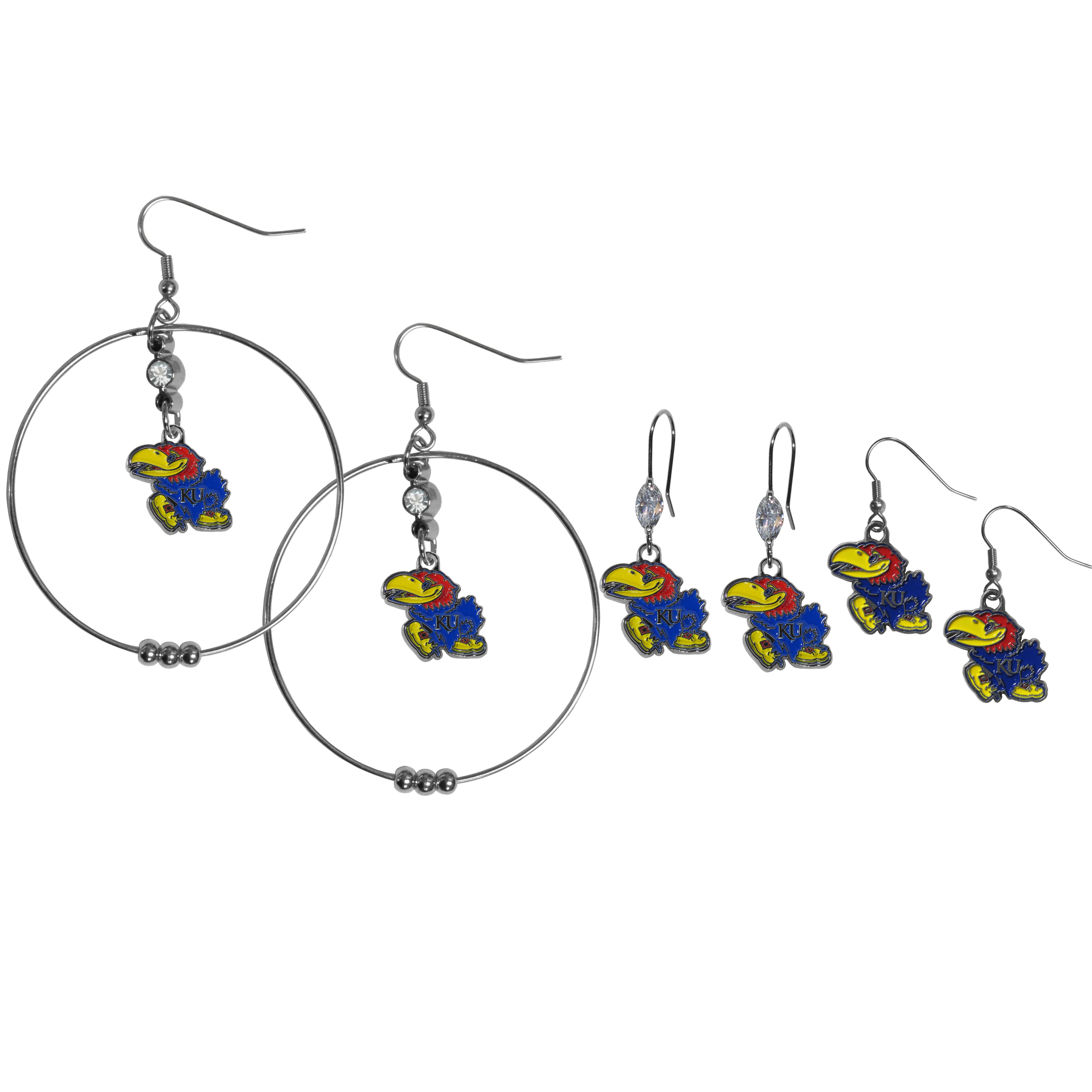 Kansas Jayhawks Earring Mix, Hoops and Dangle