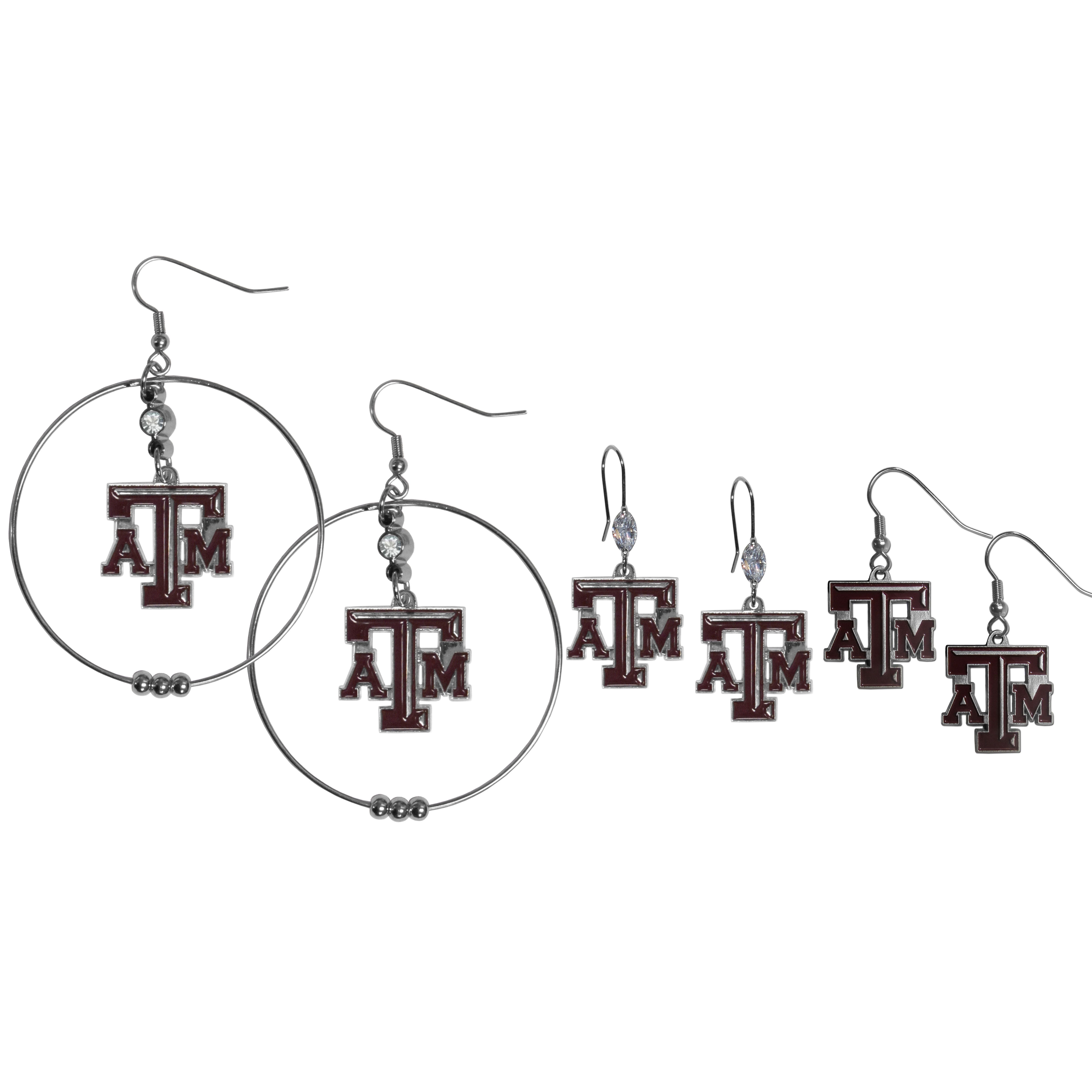 Texas A & M Aggies Earring Mix, Hoops and Dangle