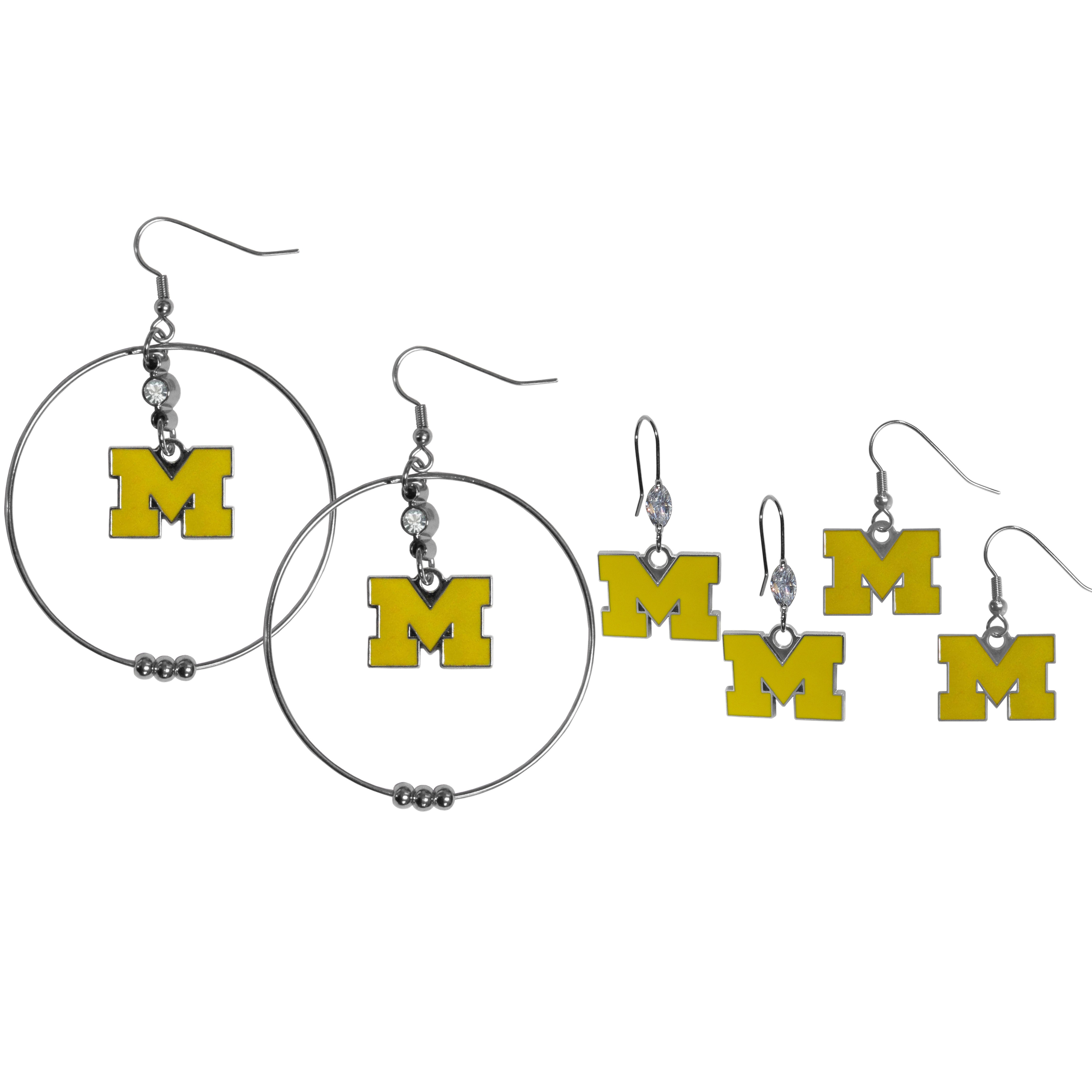 Michigan Wolverines Earring Mix, Hoops and Dangle