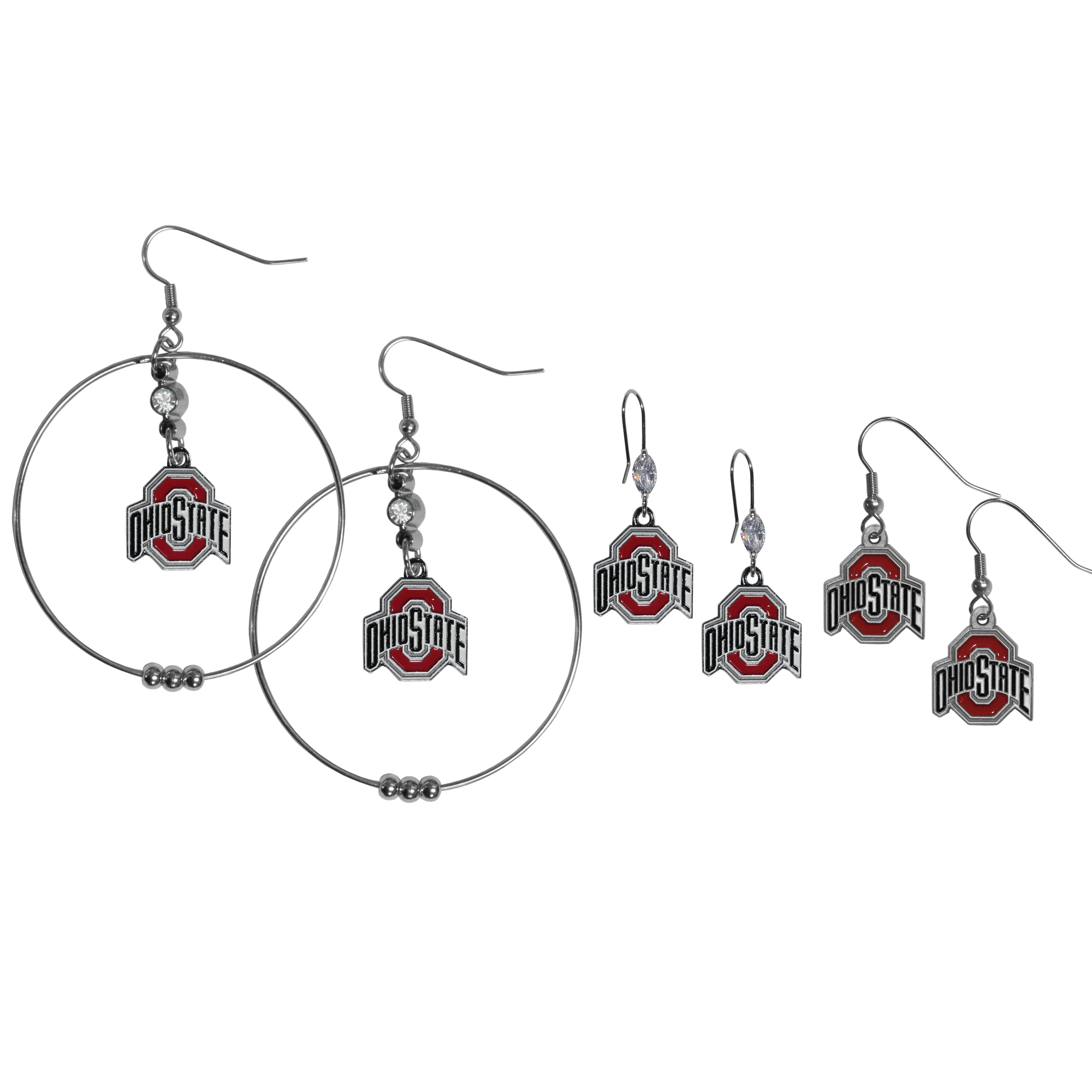 Ohio St. Buckeyes Earring Mix, Hoops and Dangle