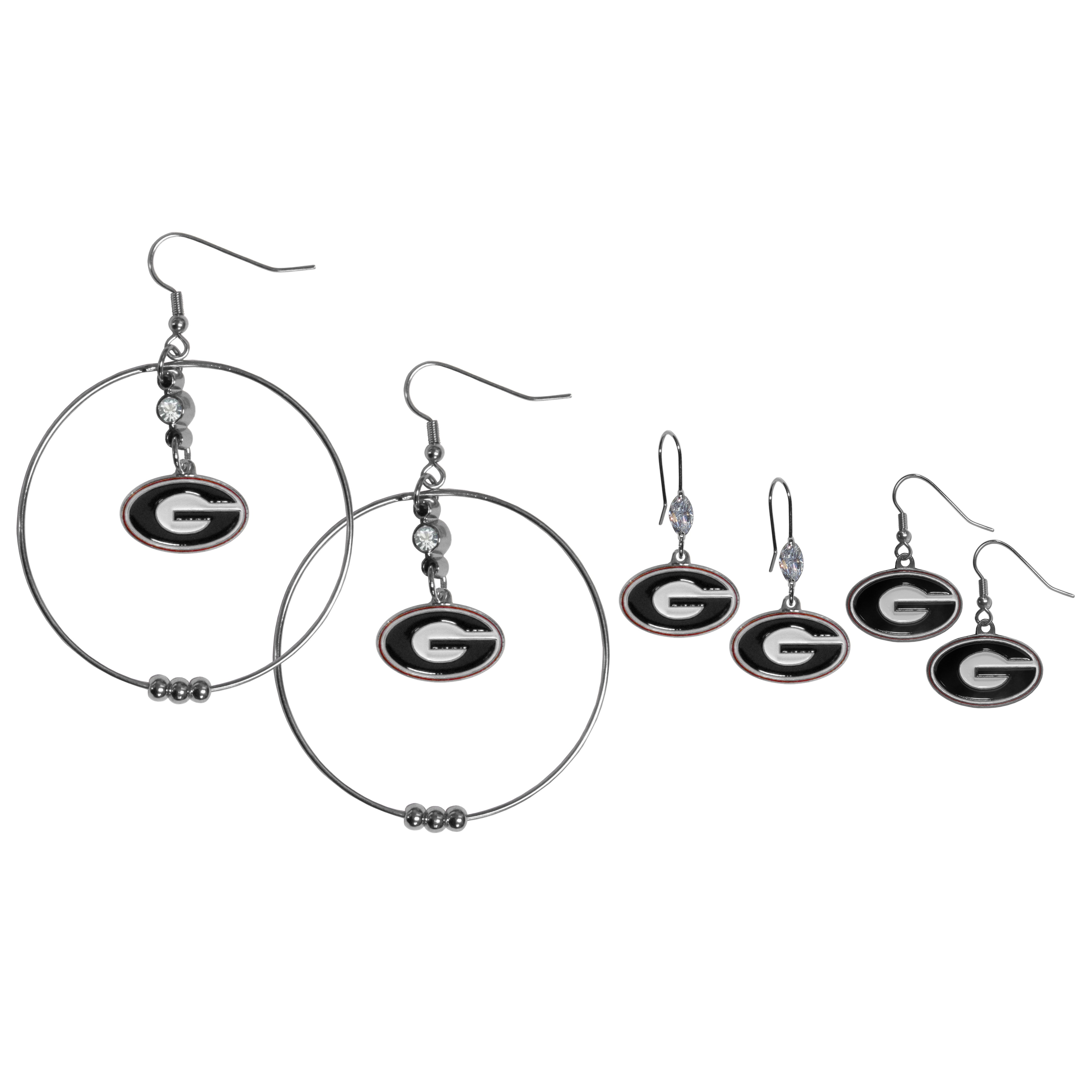 Georgia Bulldogs Earring Mix, Hoops and Dangle