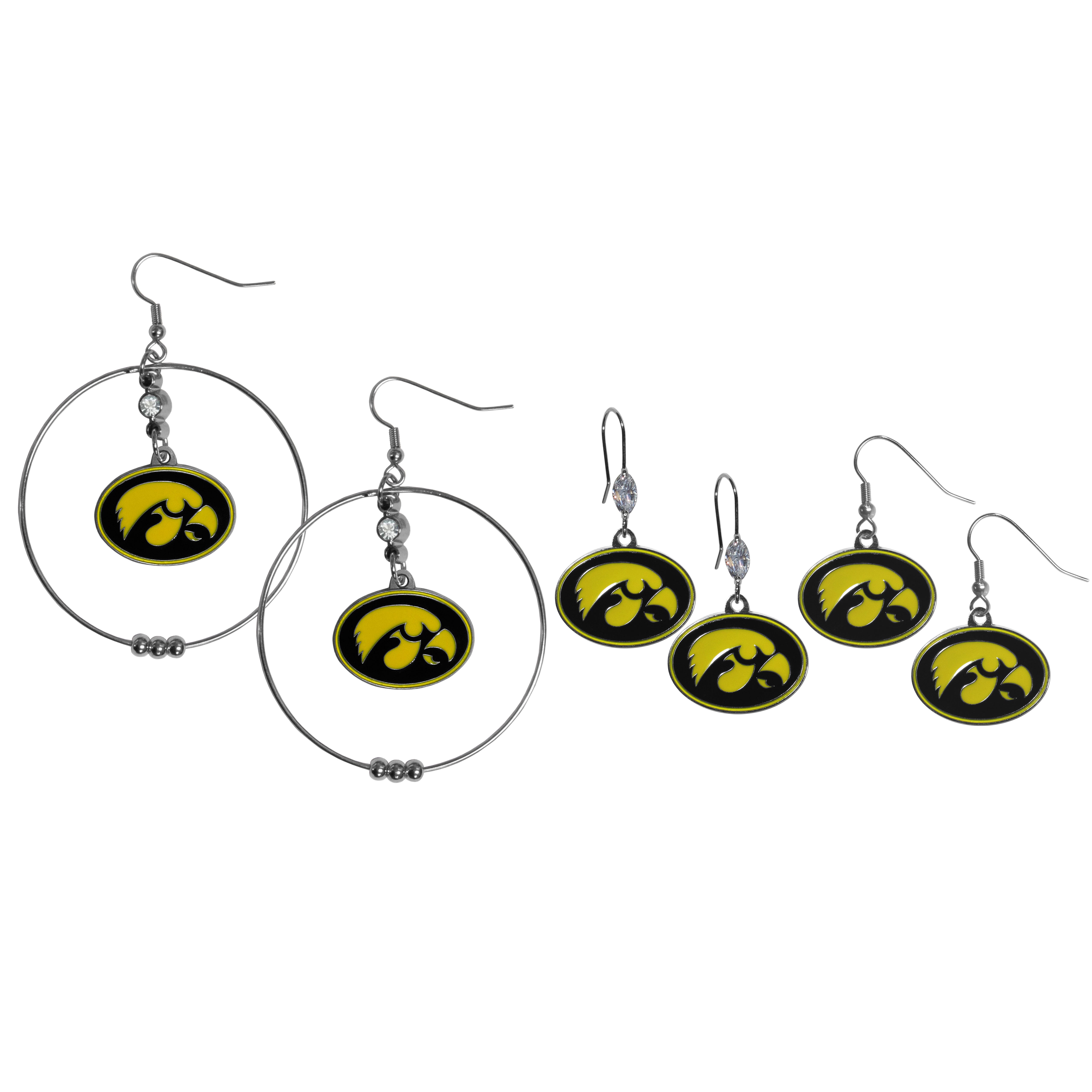 Iowa Hawkeyes Earring Mix, Hoops and Dangle