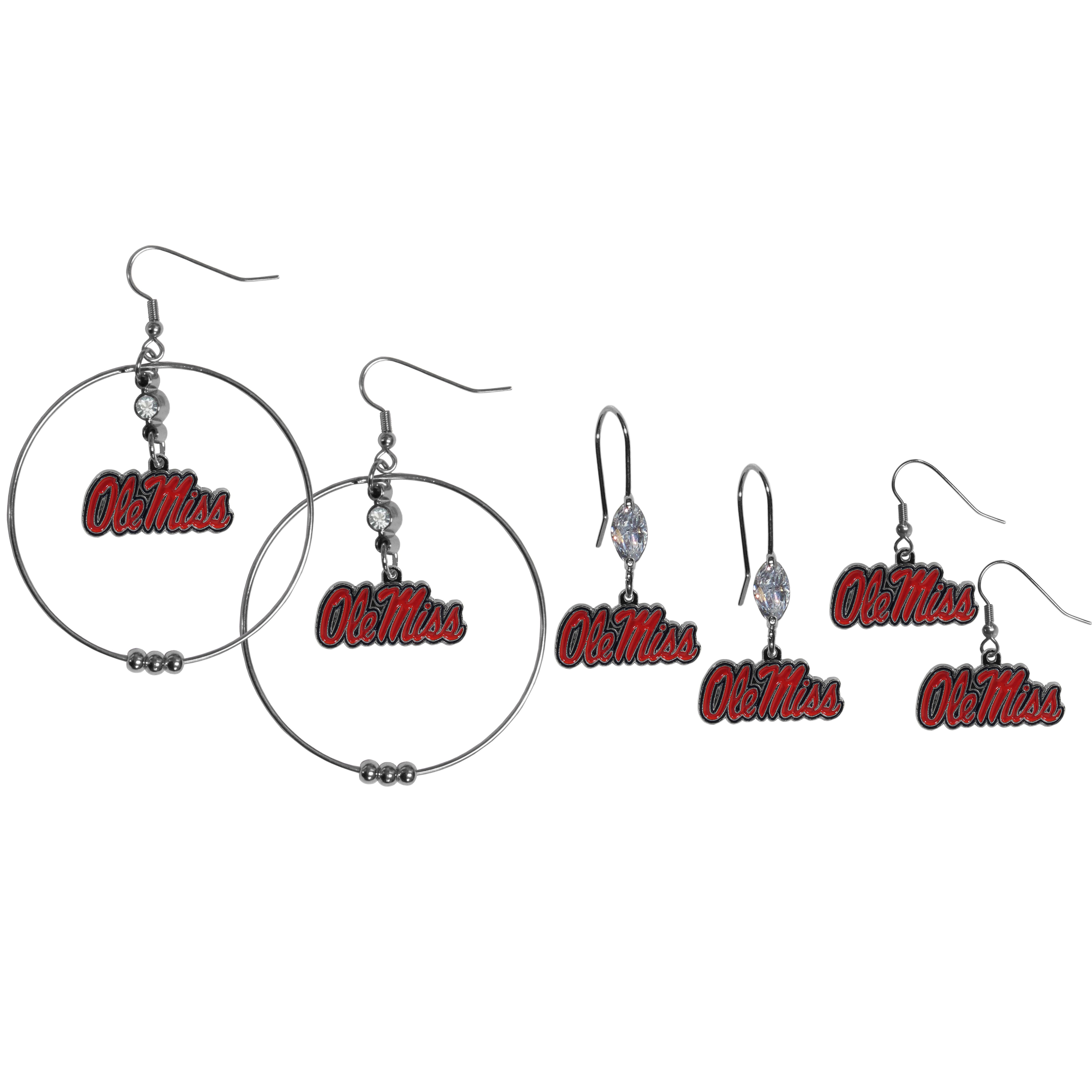 Mississippi Rebels Earring Mix, Hoops and Dangle