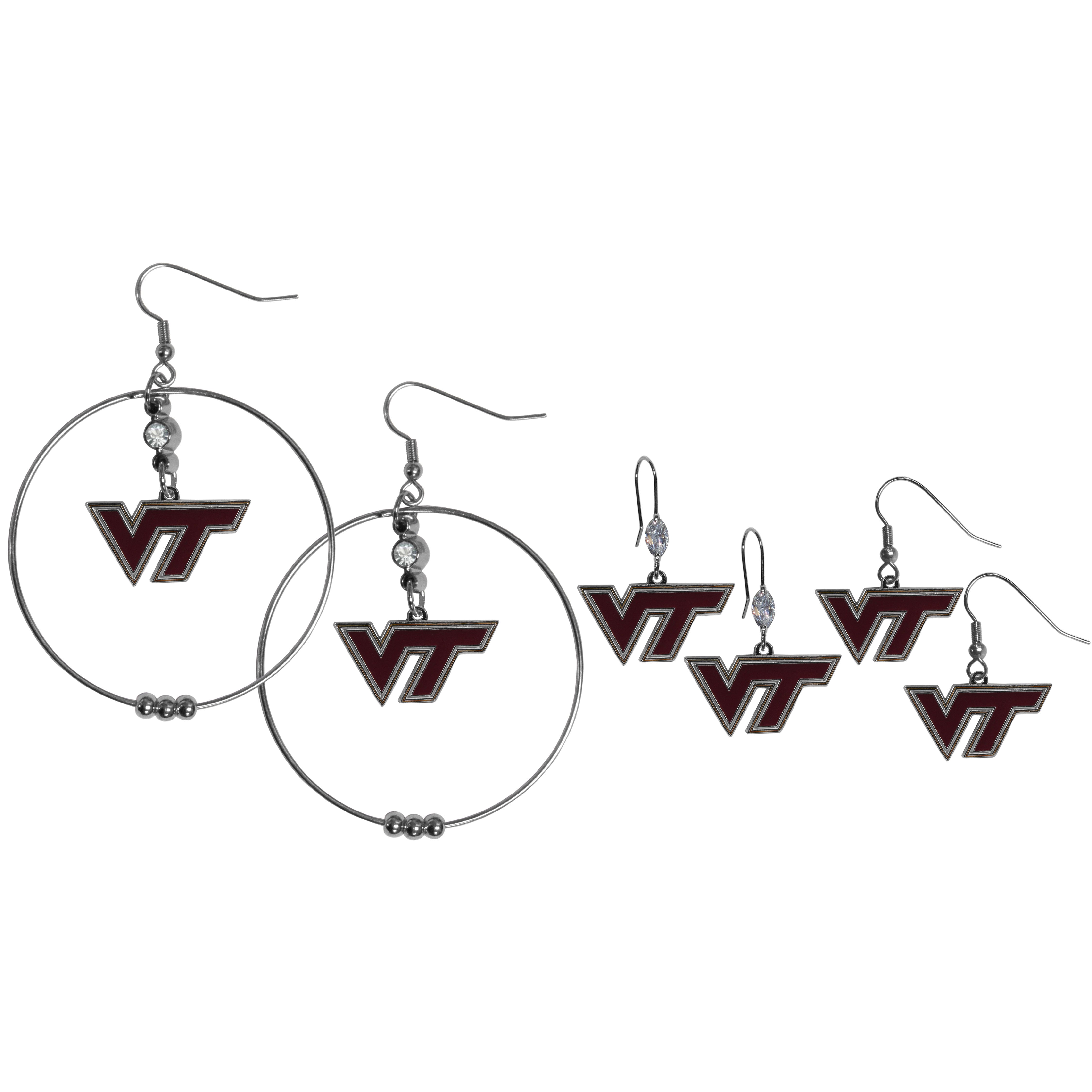 Virginia Tech Hokies Earring Mix, Hoops and Dangle