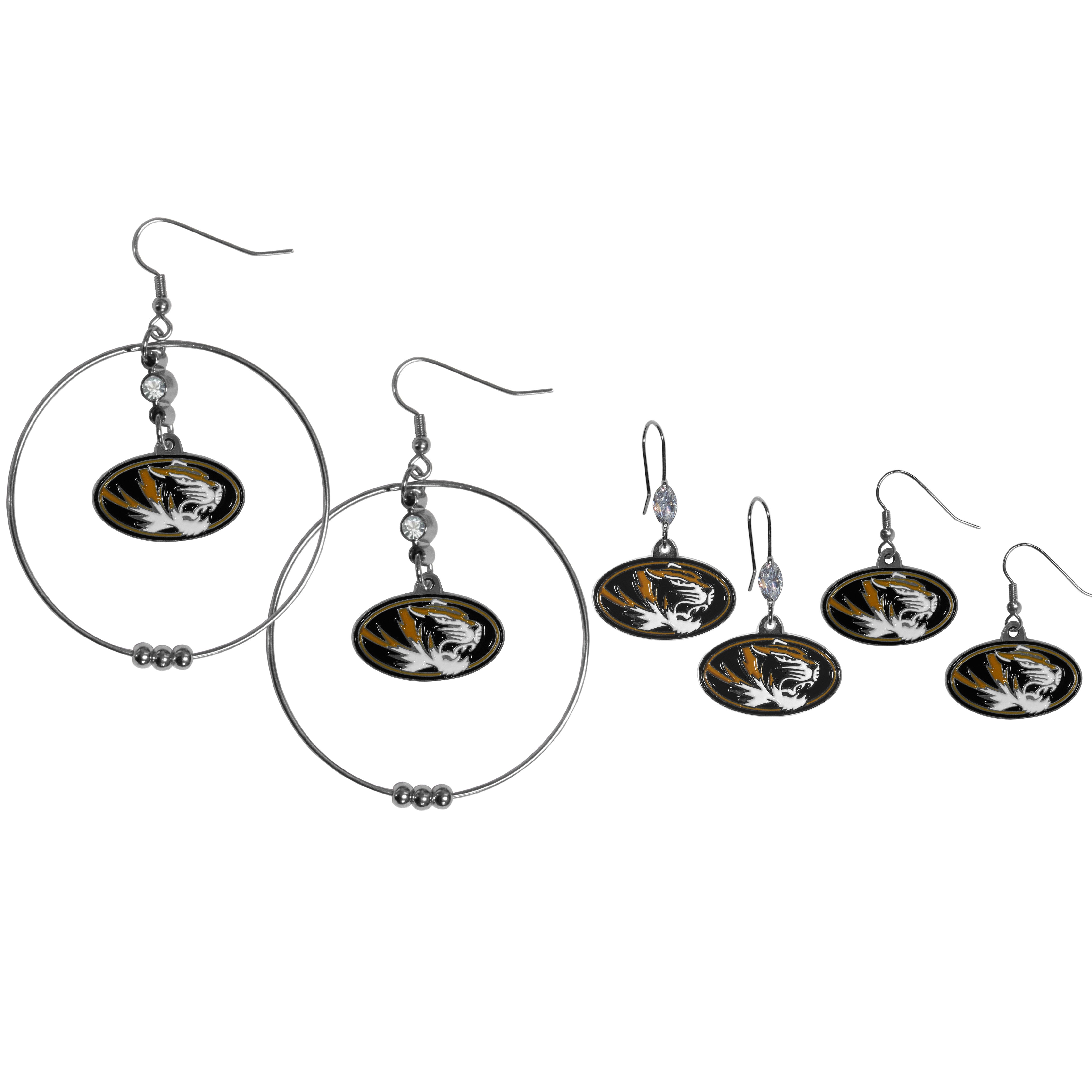 Missouri Tigers Earring Mix, Hoops and Dangle
