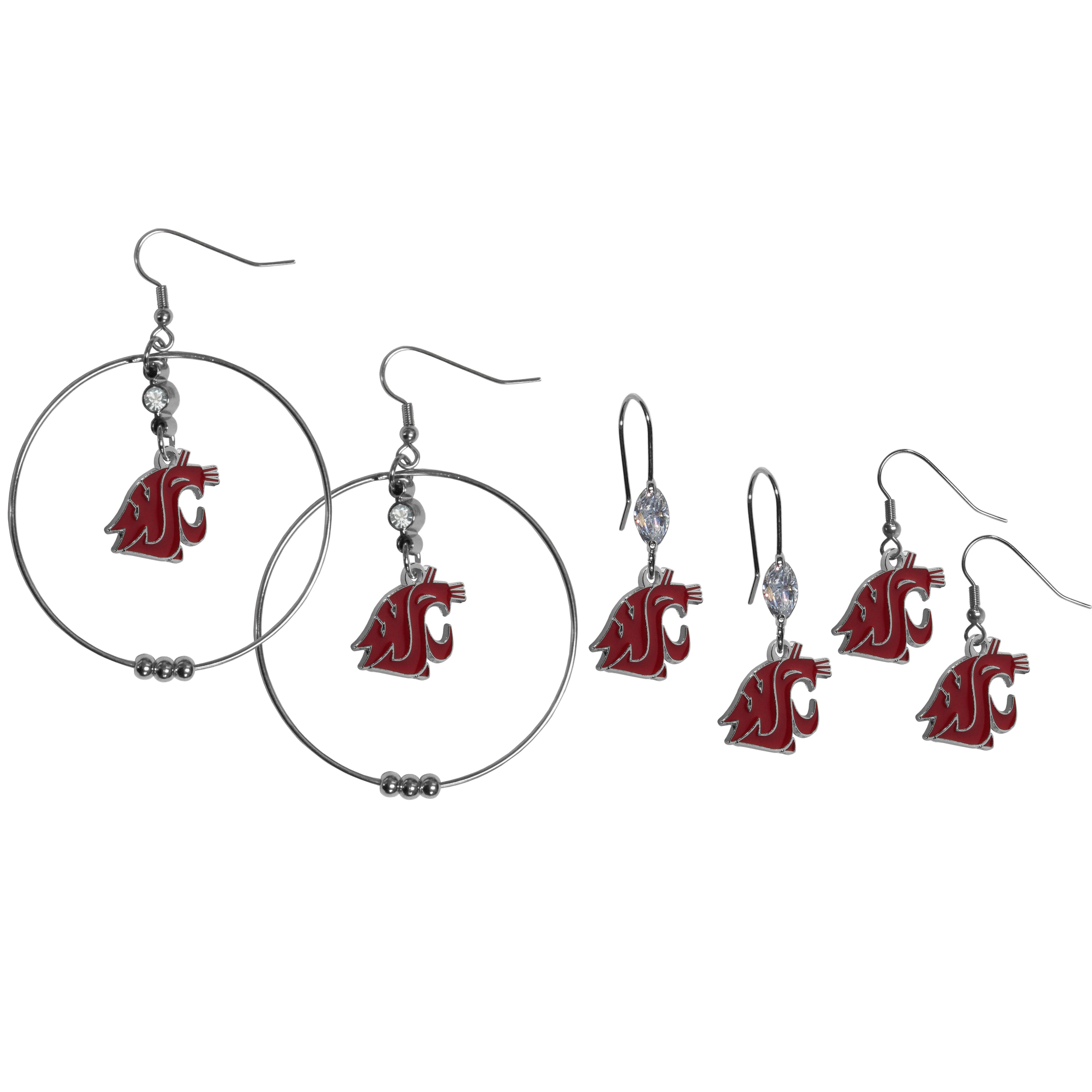 Washington St. Cougars Earring Mix, Hoops and Dangle