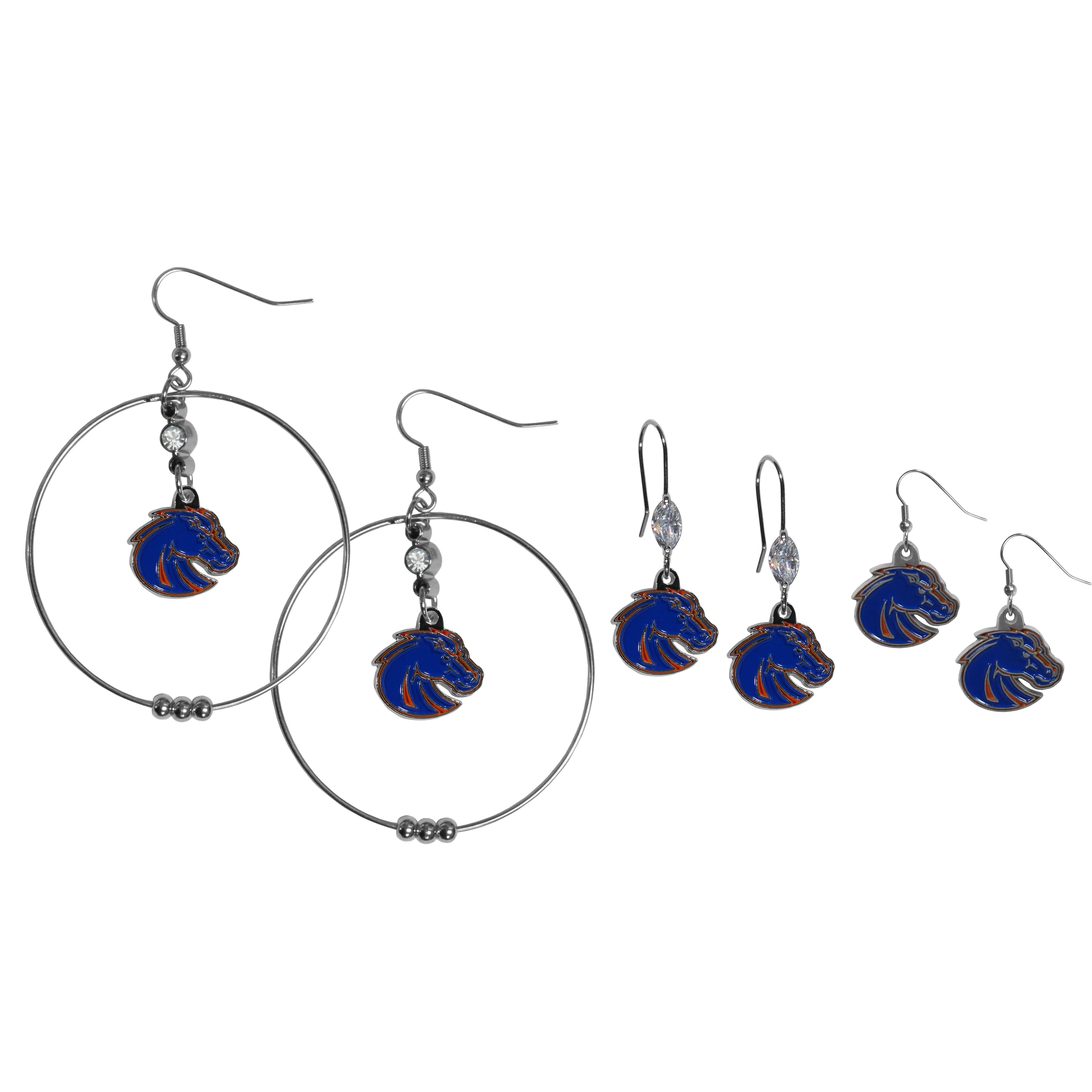 Boise St. Broncos Earring Mix, Hoops and Dangle