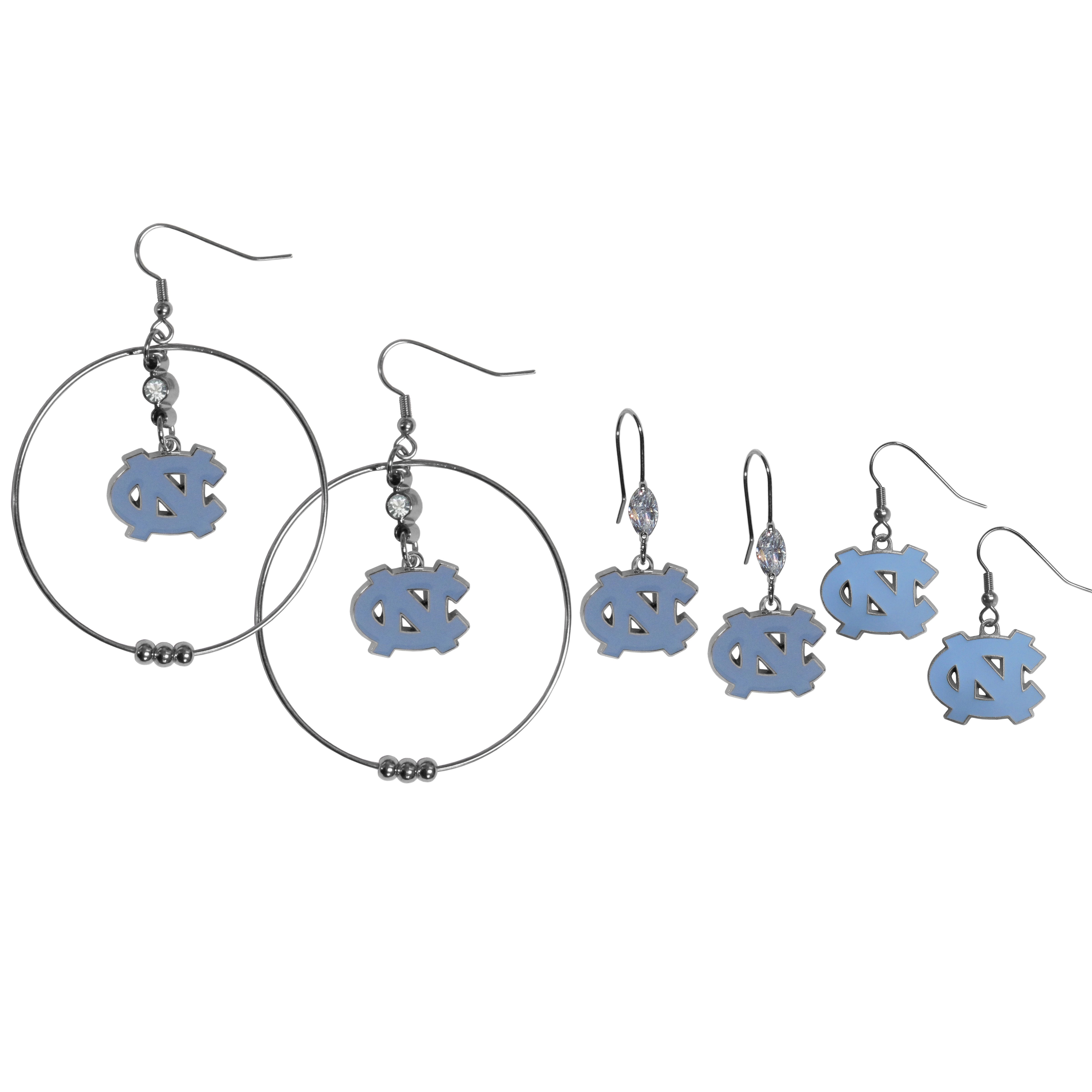 N. Carolina Tar Heels Earring Mix, Hoops and Dangle