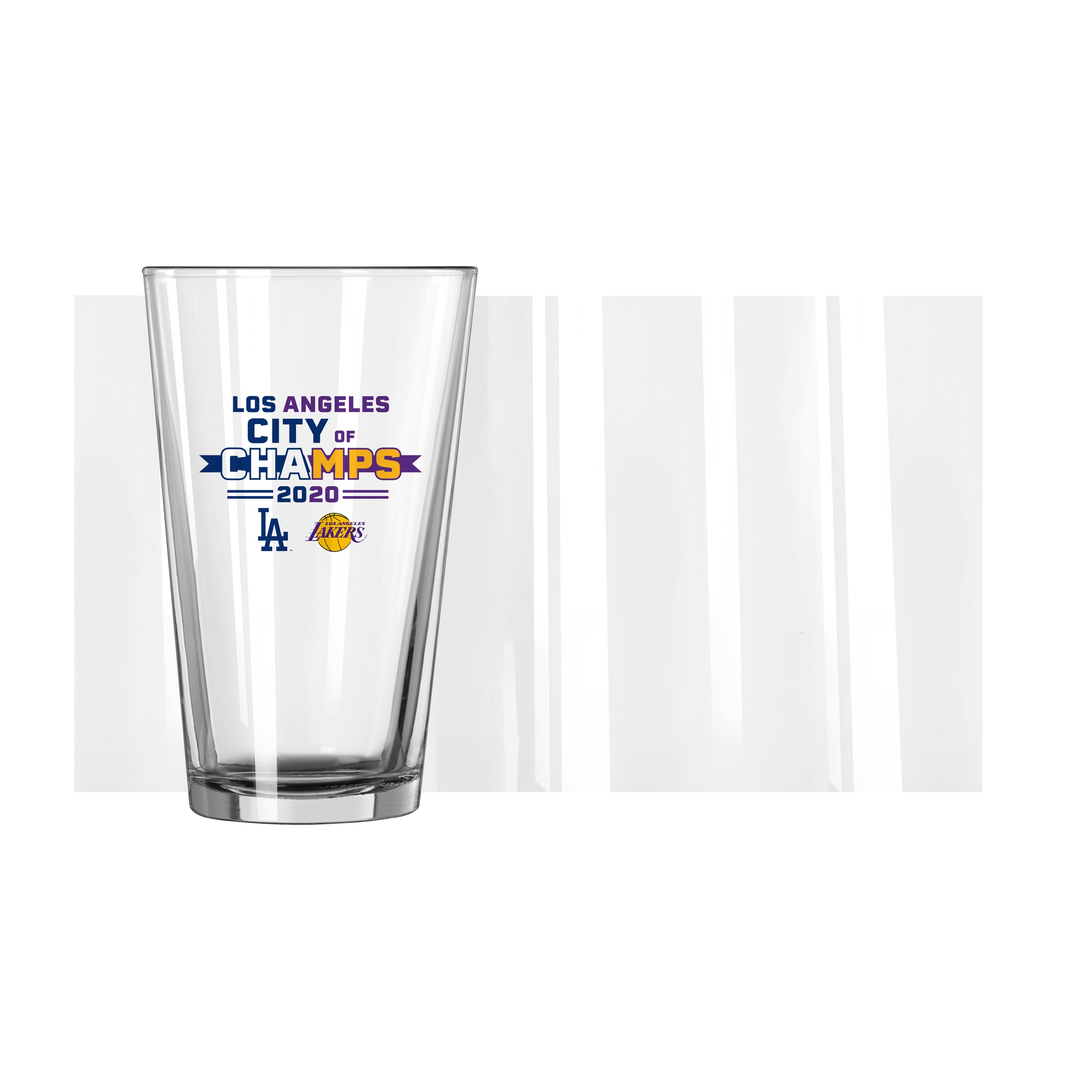 Lakers/Dodgers City of Champs 16oz Pint Glass - Sports Gifts, Sports Memorabilia, Sports Collectibles, Fan Shop