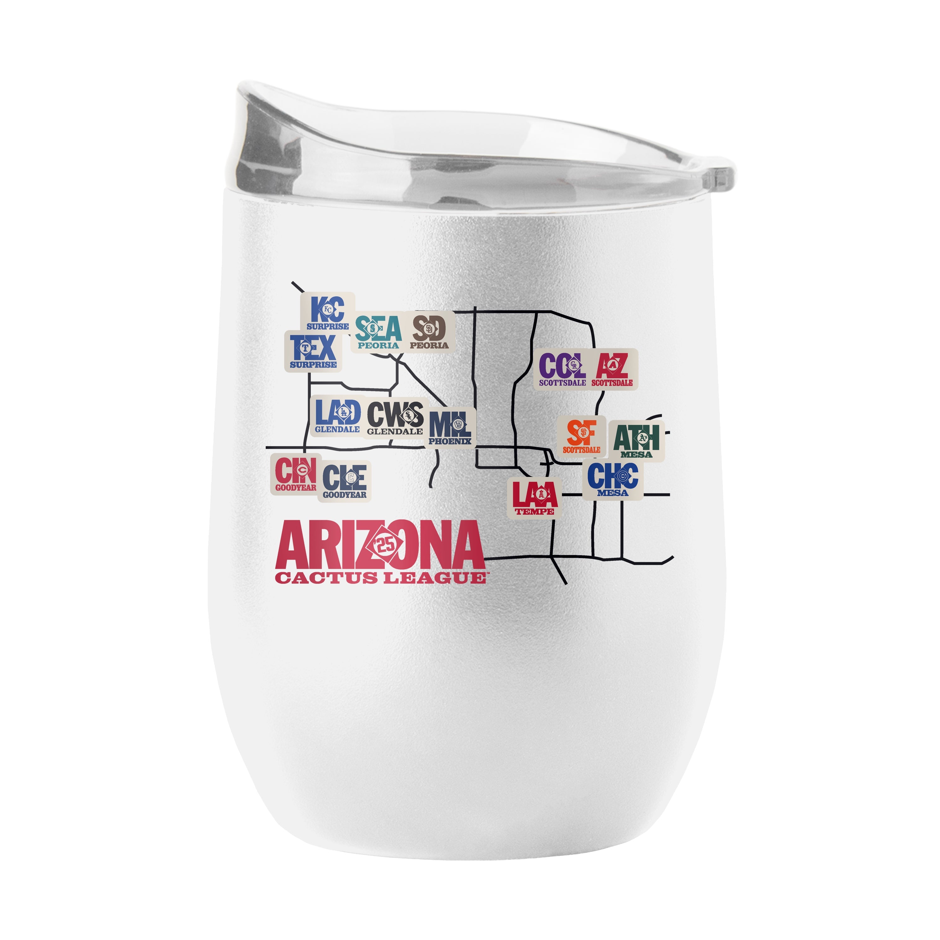 Cactus League Map 16oz Flipside Powder Coat Curved Bev