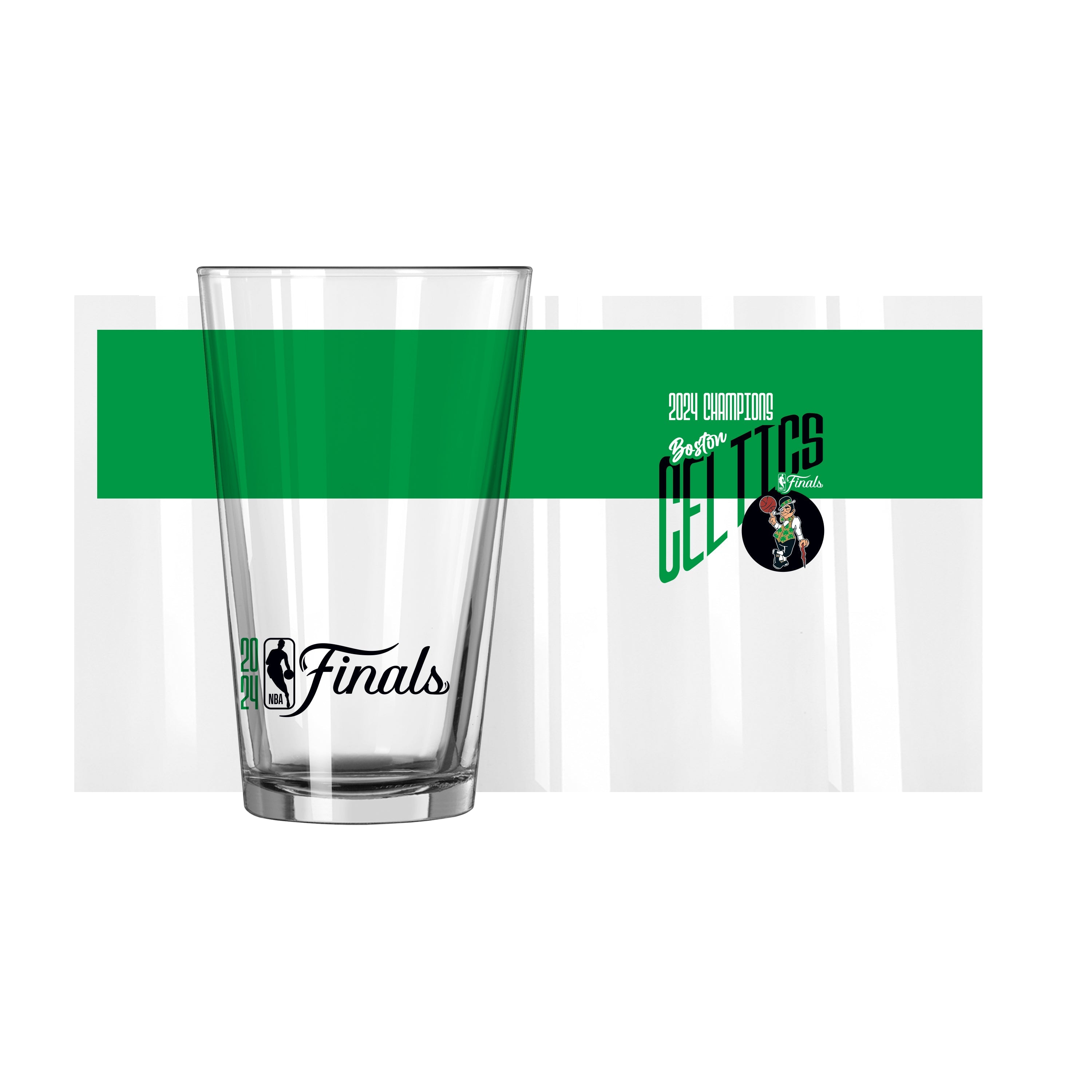 Boston Celtics 16oz 2024 NBA Champions Colorblock Pint Glass - Sports Gifts, Sports Memorabilia, Sports Collectibles, Fan Shop