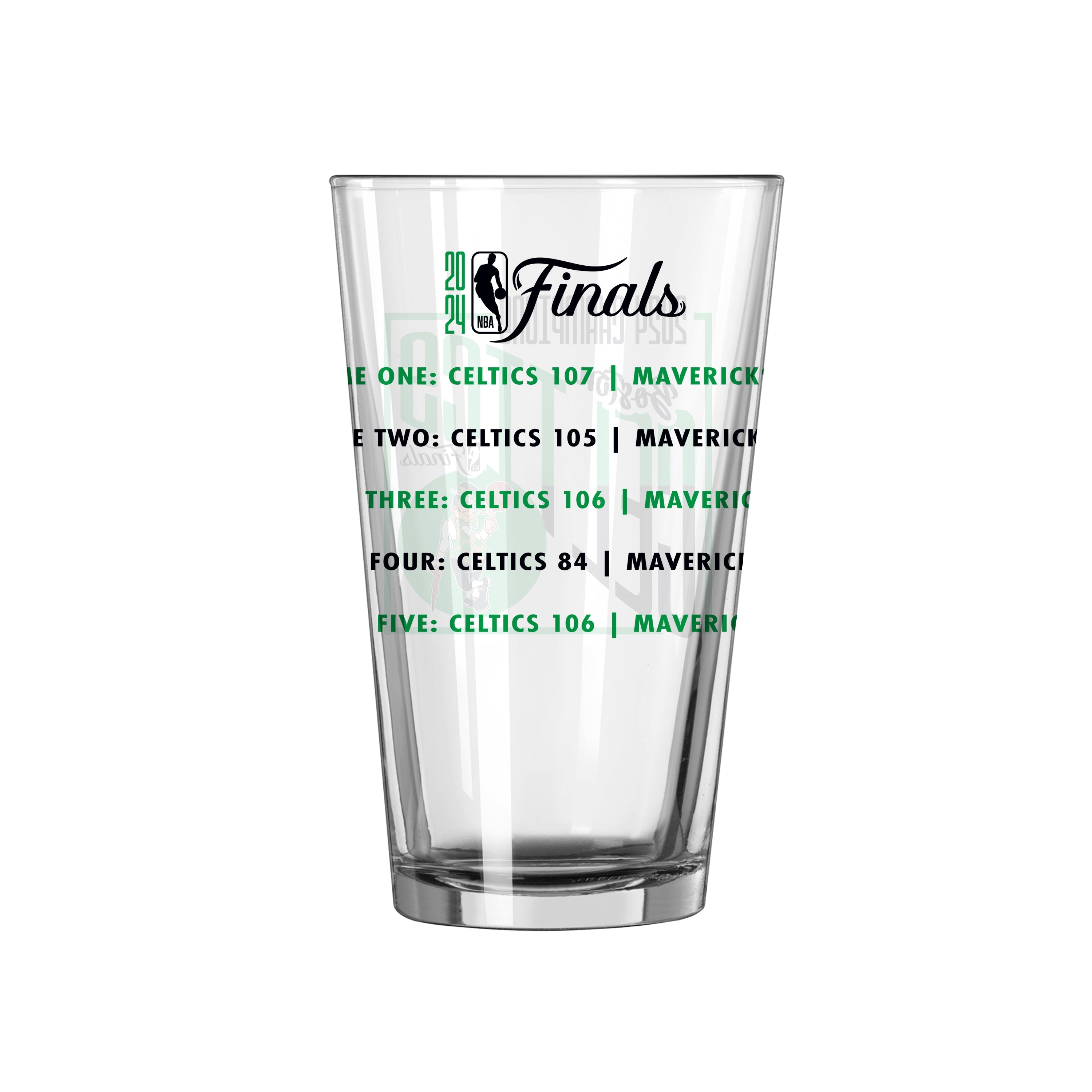 Boston Celtics 16oz 2024 NBA Champions Recap Pint Glass - Sports Gifts, Sports Memorabilia, Sports Collectibles, Fan Shop