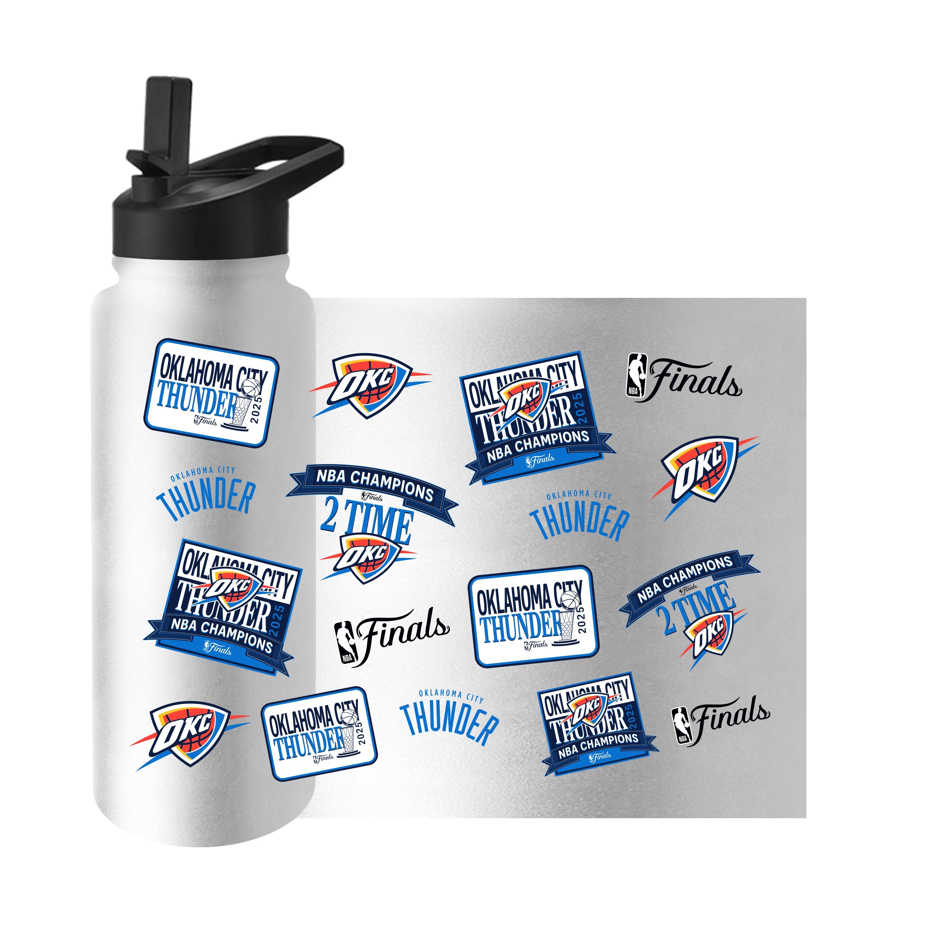 Oklahoma City Thunder 2025 NBA Champions 34oz Quencher Bottle - Sports Gifts, Sports Memorabilia, Sports Collectibles, Fan Shop
