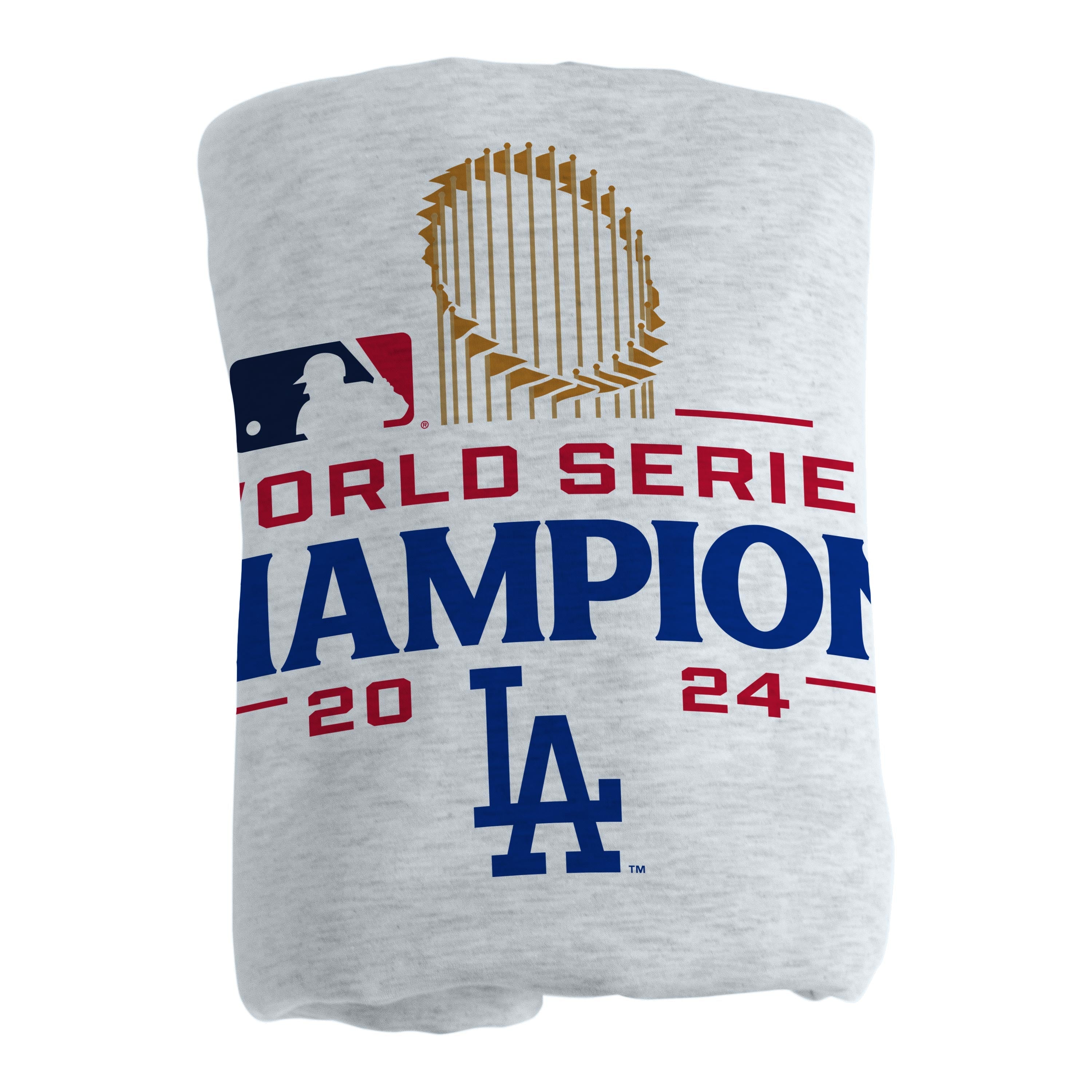 LA Dodgers 2024 World Series Champs Athletic Gray Sublimated Sweatshirt Blanket - Sports Gifts, Sports Memorabilia, Sports Collectibles, Fan Shop