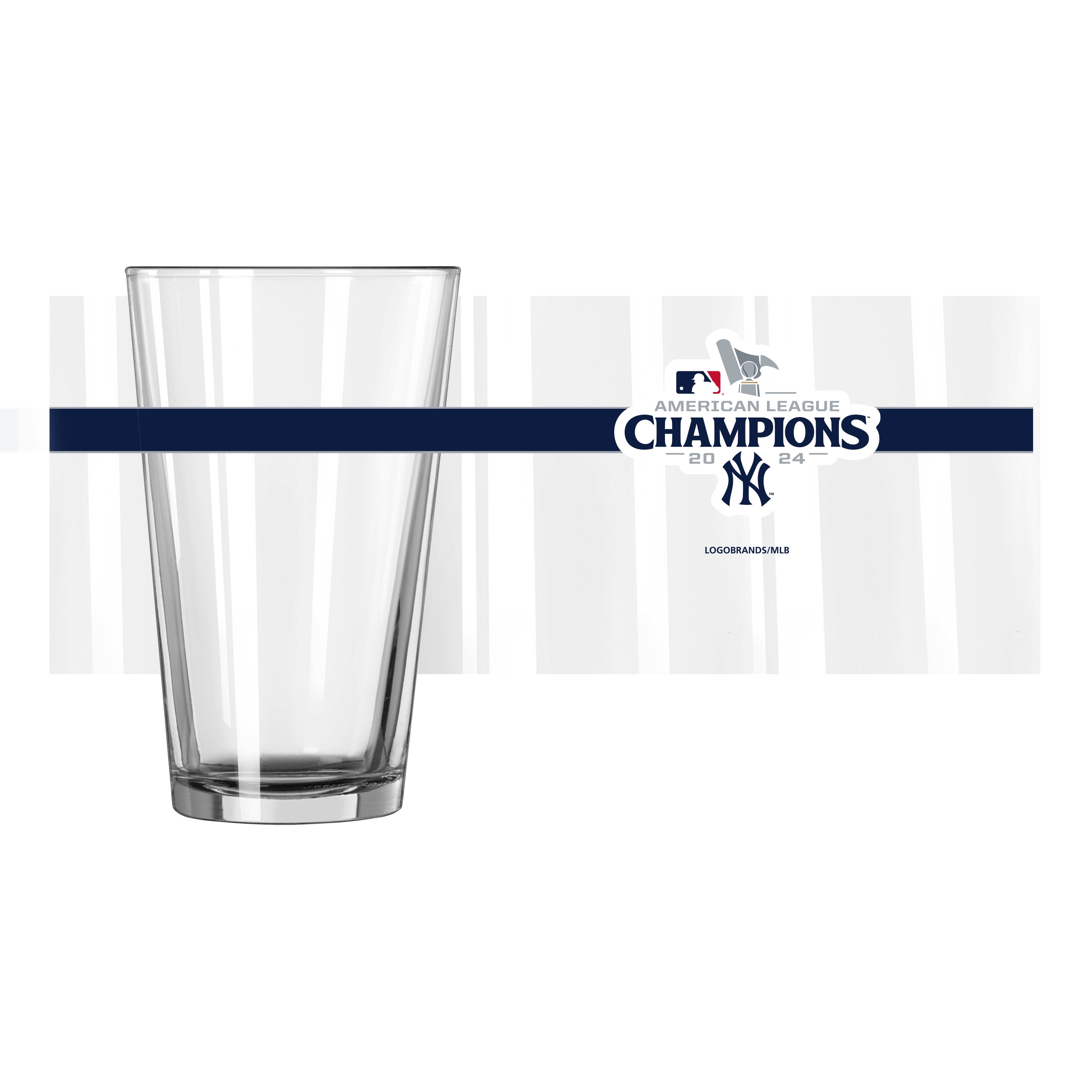 NY Yankees 2024 American League Champs 16oz Pint Glass - Sports Gifts, Sports Memorabilia, Sports Collectibles, Fan Shop