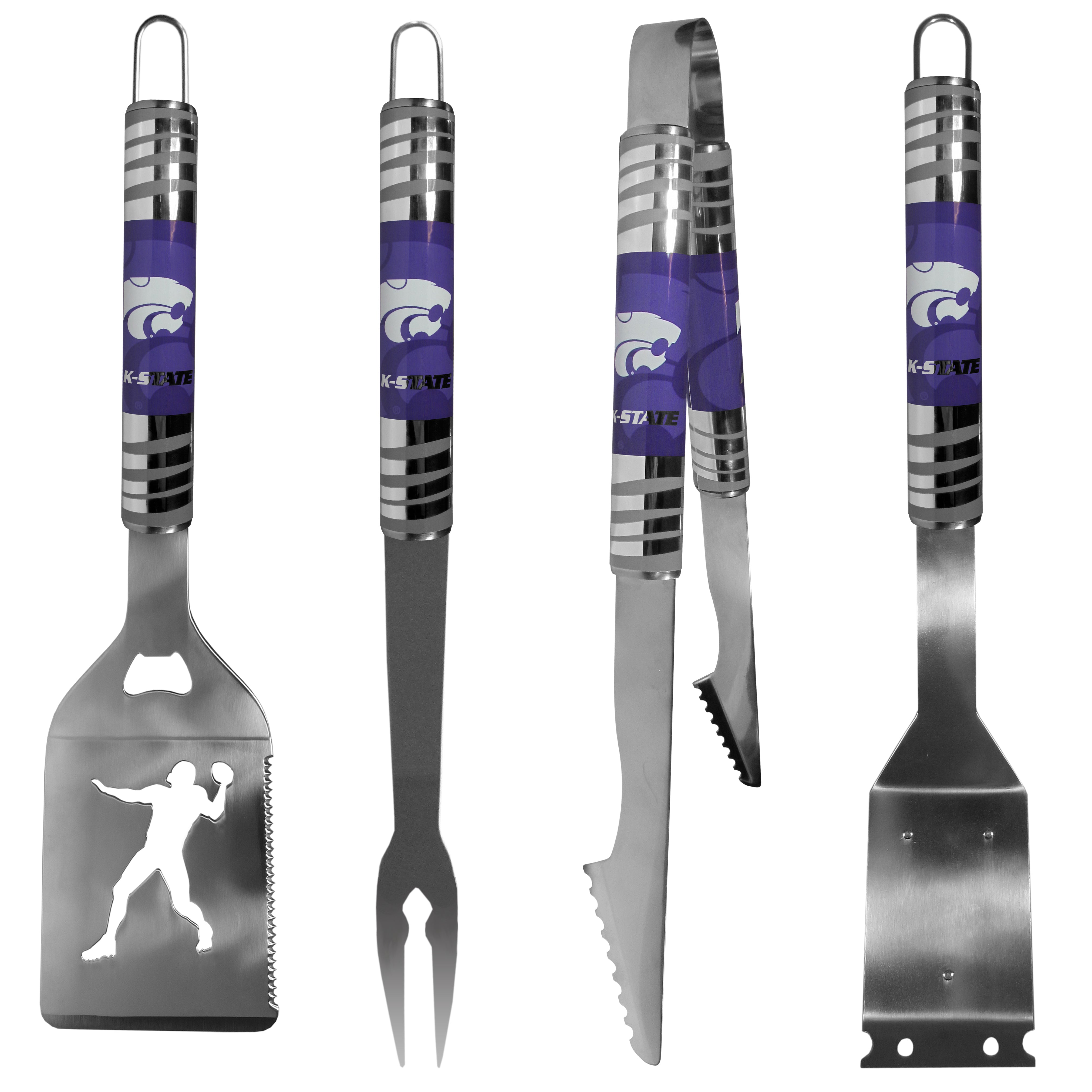 Kansas St. Wildcats 4 pc Steel Grill Tool Set