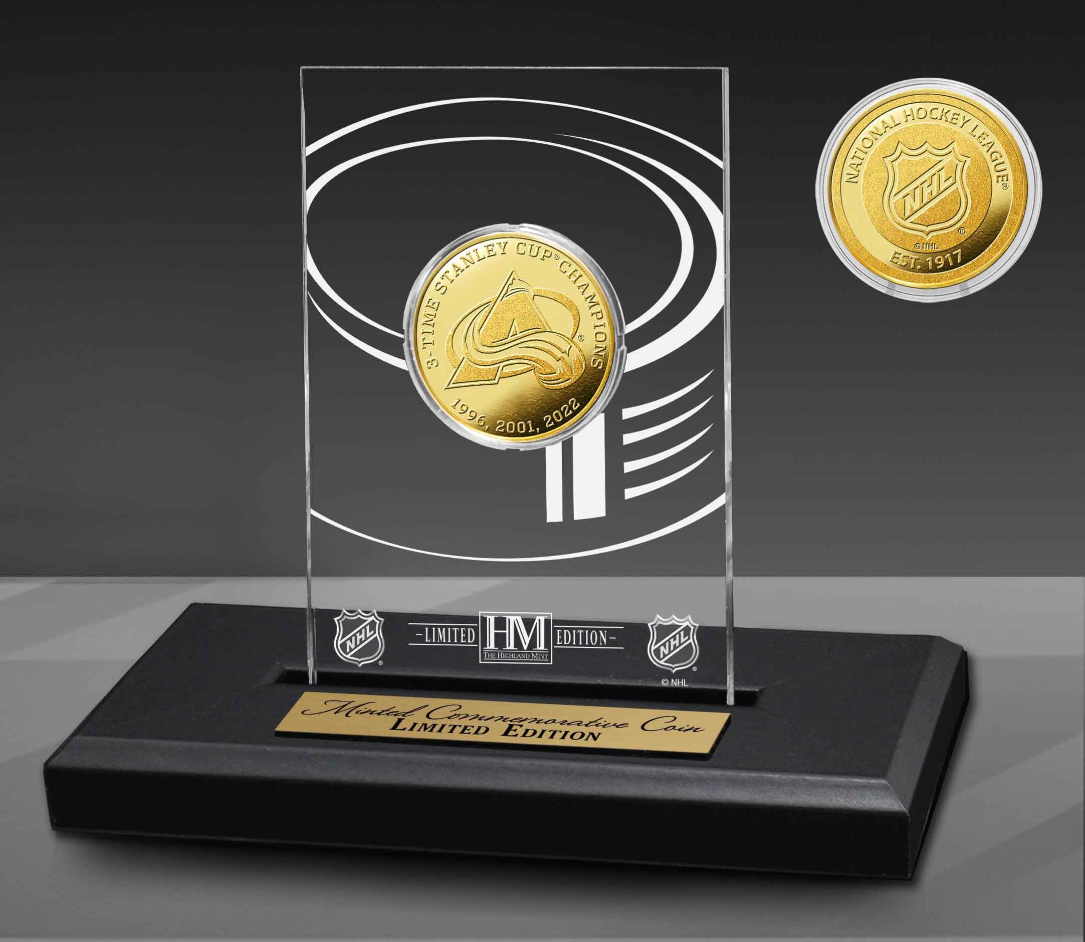 Colorado Avalanche 3x Stanley Cup Champions Acrylic Gold Coin - Sports Collectibles, Sports Memorabilia, Sports Fan Shop, Sports Gifts