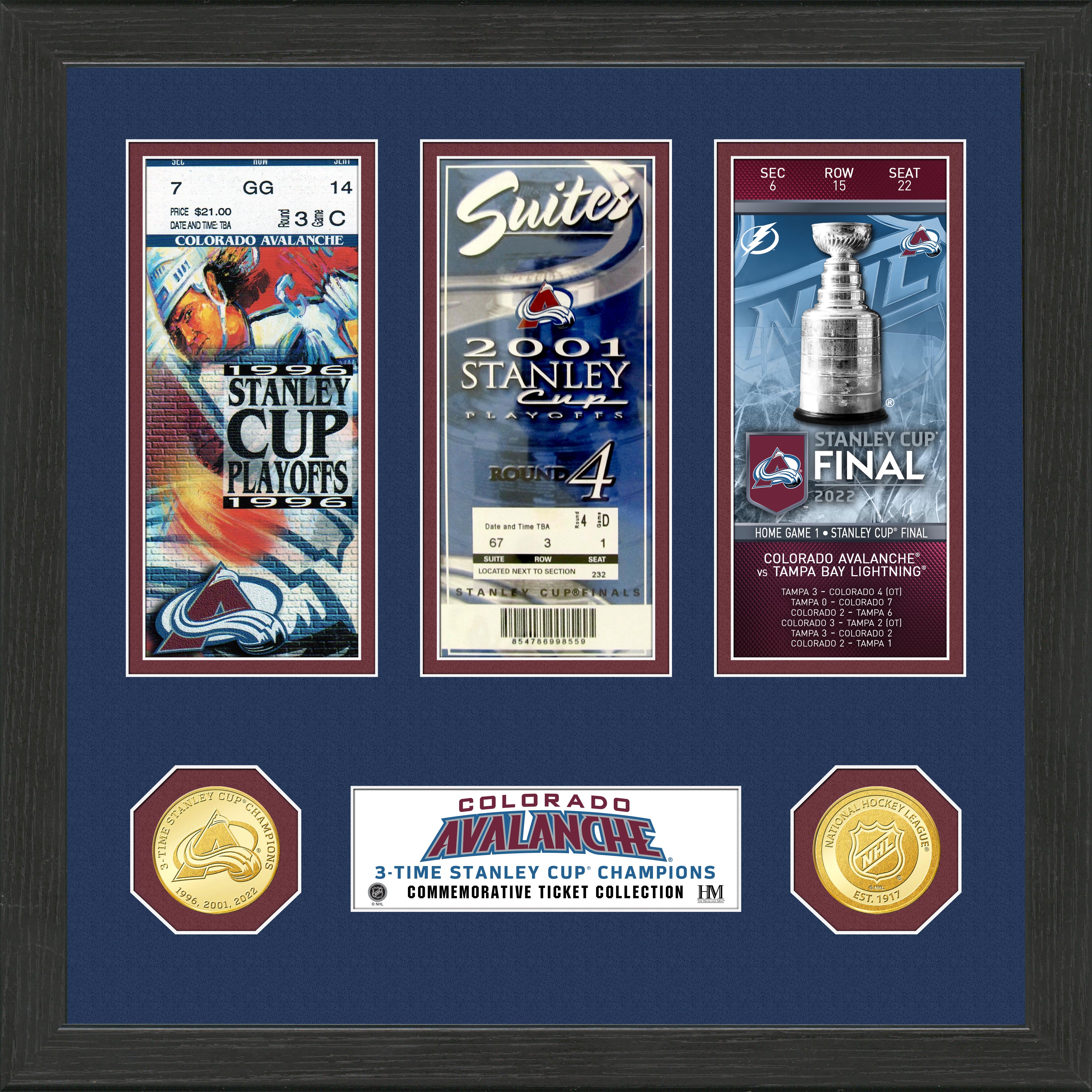 Colorado Avalanche 3x Stanley Cup Champions Ticket Collection - Sports Collectibles, Sports Memorabilia, Sports Fan Shop, Sports Gifts
