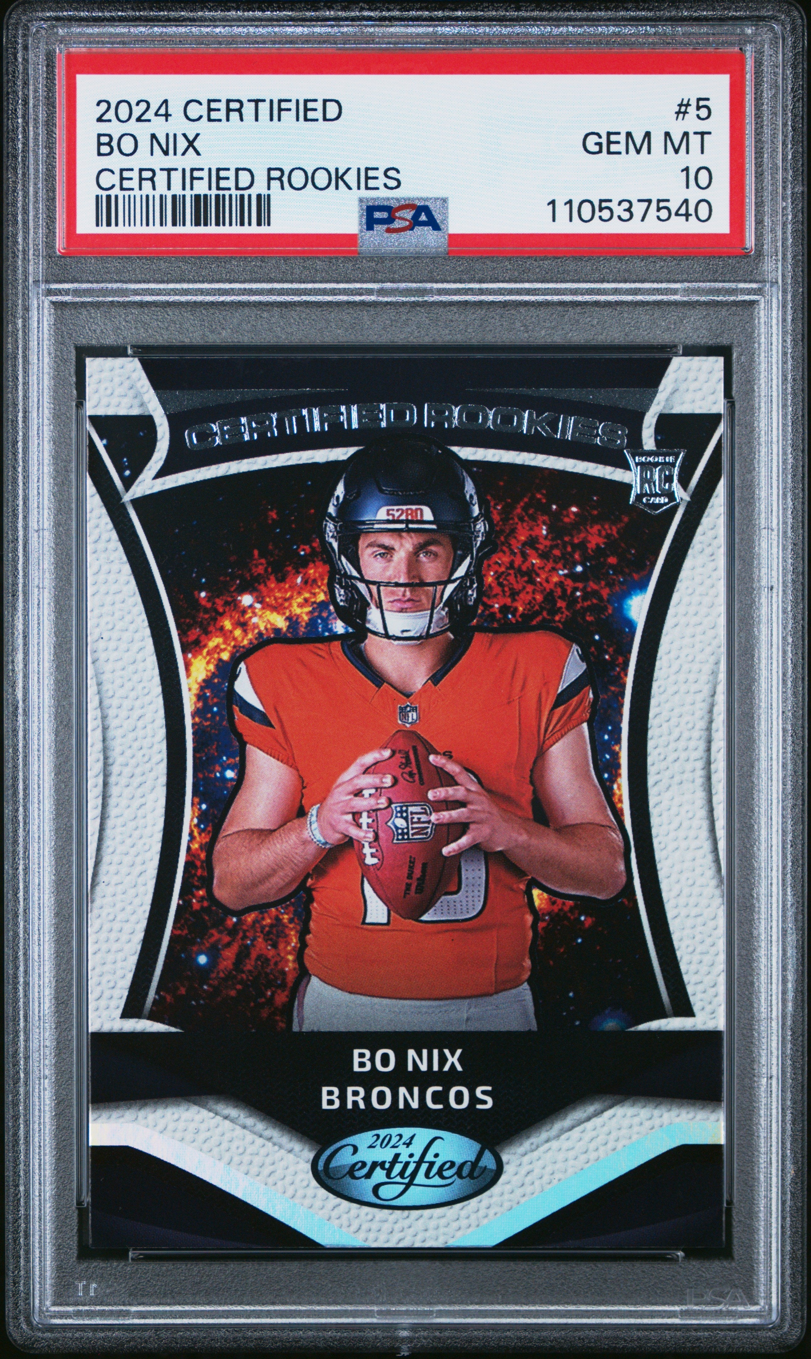 Graded 2024 Panini Certified Bo Nix #5 Certified Rookies Rookie RC Football Card PSA 10 Gem Mint