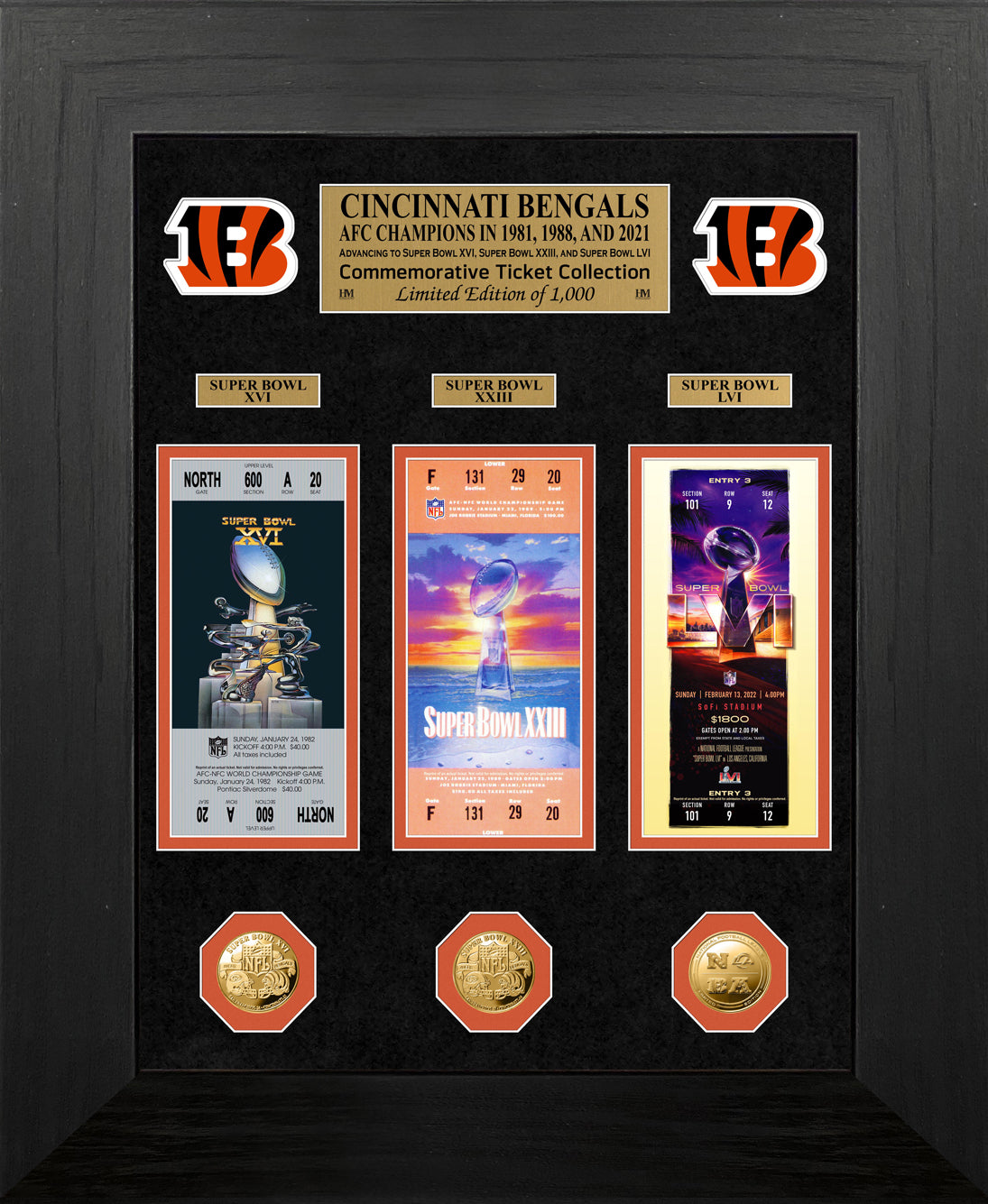 Cincinnati Bengals Super Bowl Deluxe Gold Coin & Ticket Collection - Sports Collectibles, Sports Memorabilia, Sports Fan Shop, Sports Gifts