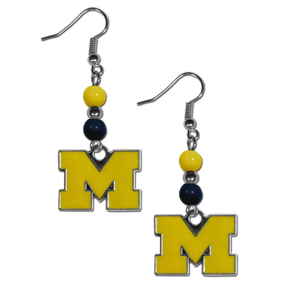 Michigan Wolverines Fan Bead Dangle Earrings (SSKG) - 757 Sports Collectibles