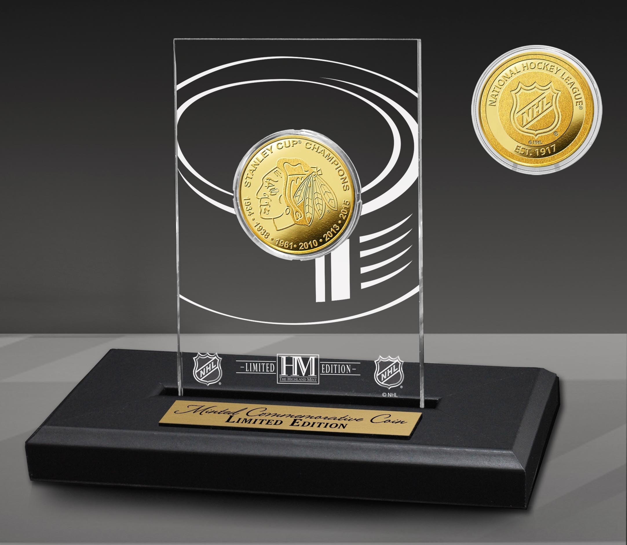 Chicago Blackhawks 6-Time Champions Acrylic Gold Coin - Sports Collectibles, Sports Memorabilia, Sports Fan Shop, Sports Gifts