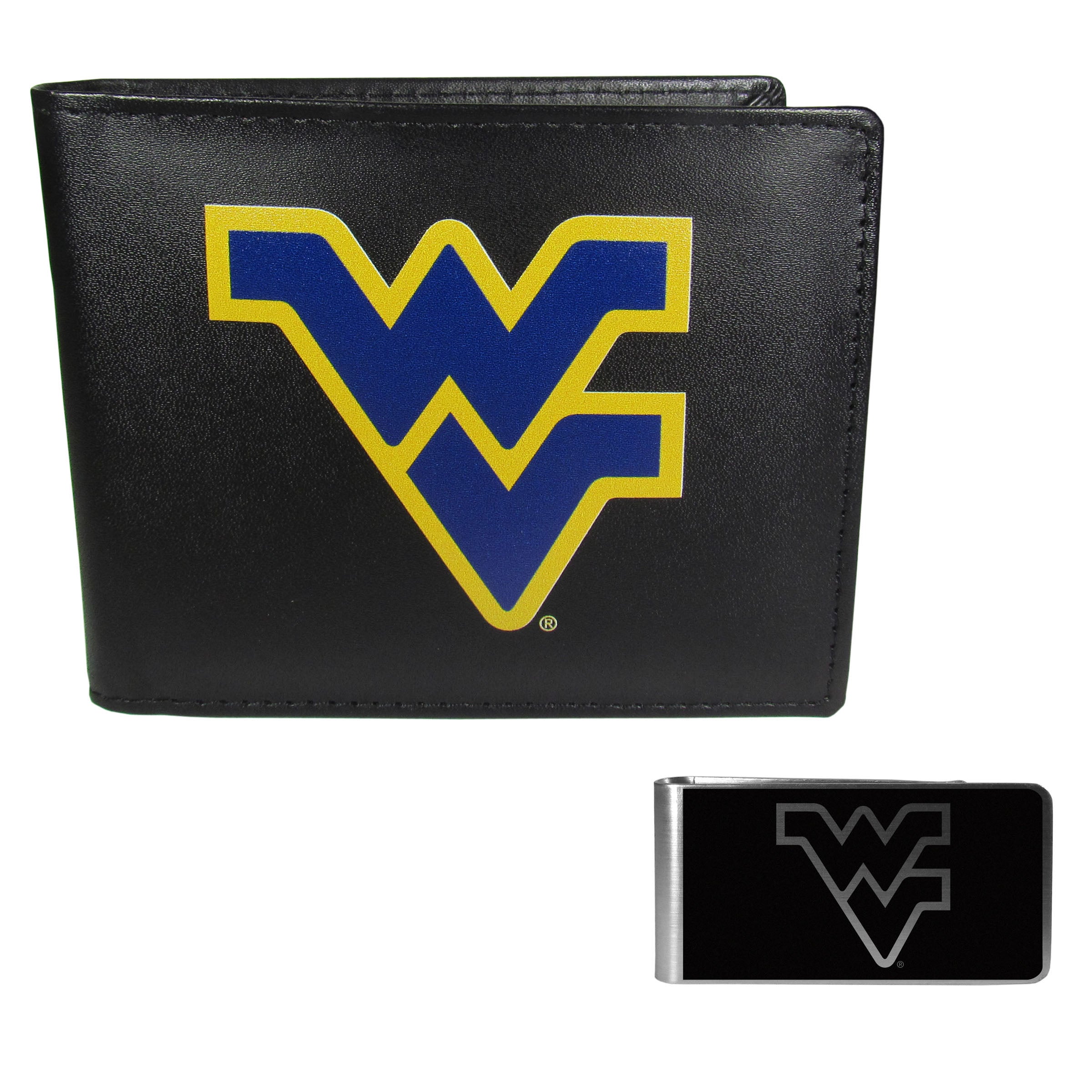 W. Virginia Mountaineers Bi-fold Wallet & Black Money Clip