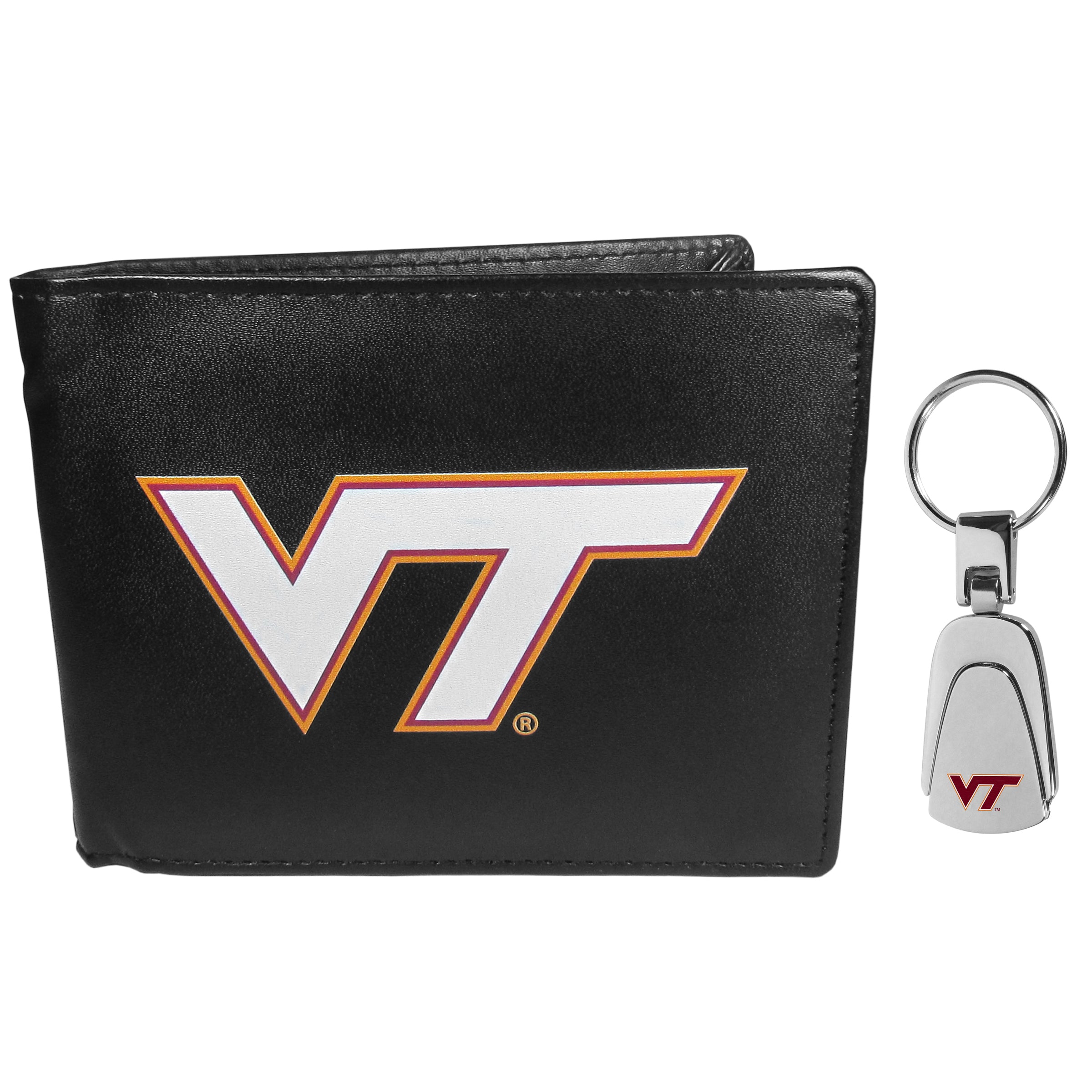 Virginia Tech Hokies Bi-fold Wallet & Steel Key Chain