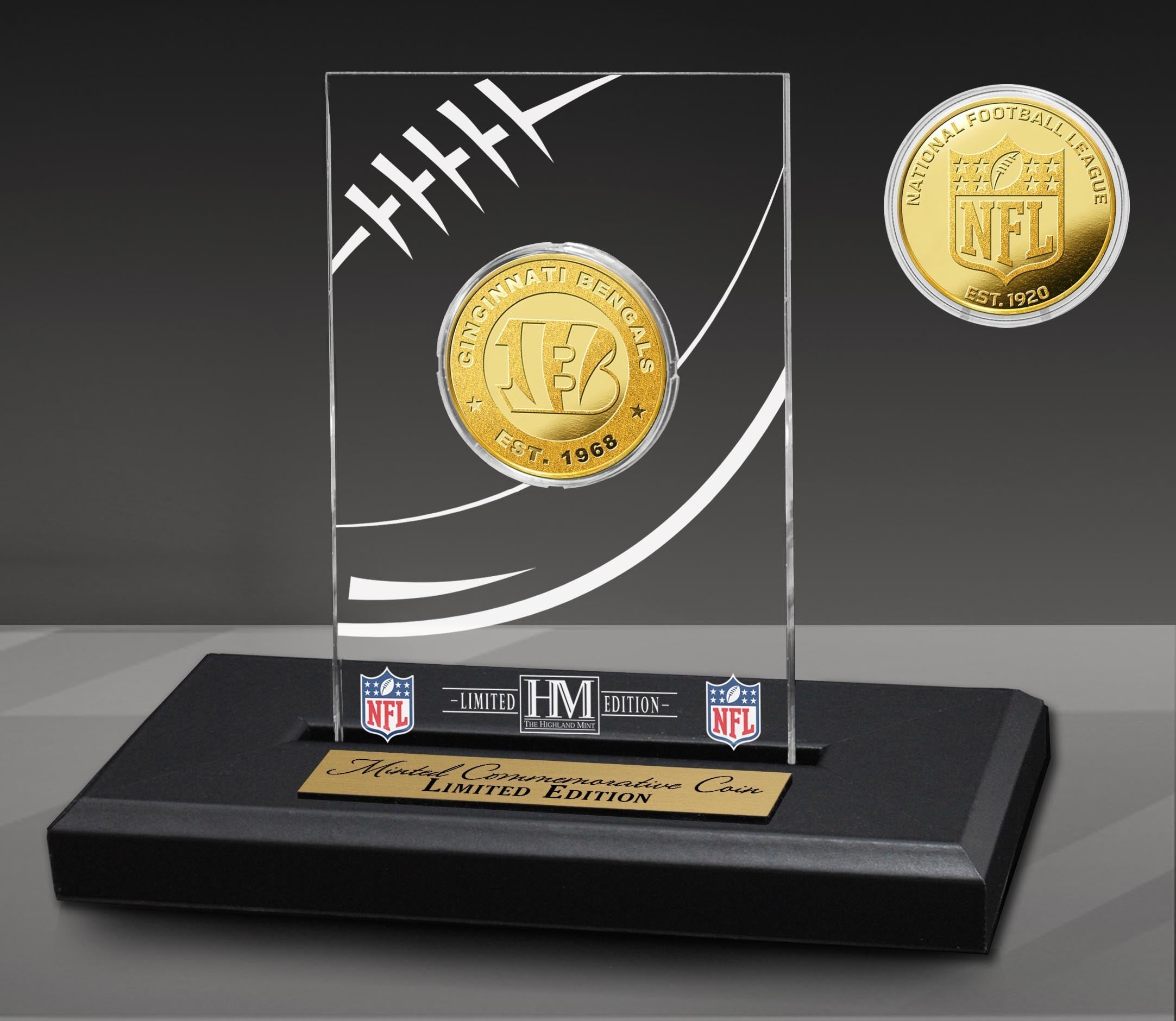 Cincinnati Bengals Gold Coin with Acrylic Display - Sports Collectibles, Sports Memorabilia, Sports Fan Shop, Sports Gifts