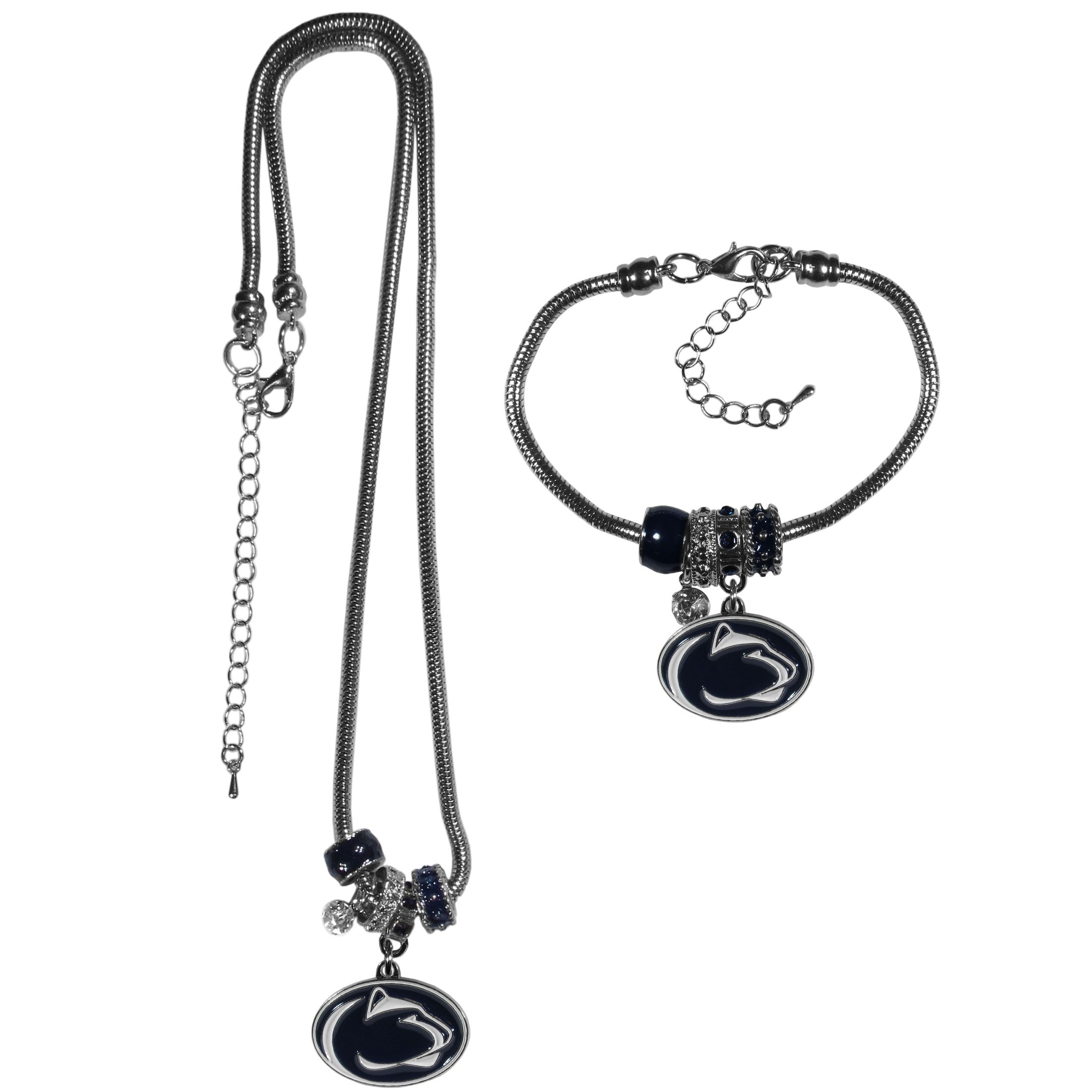 Penn St. Nittany Lions Euro Bead Necklace and Bracelet Set