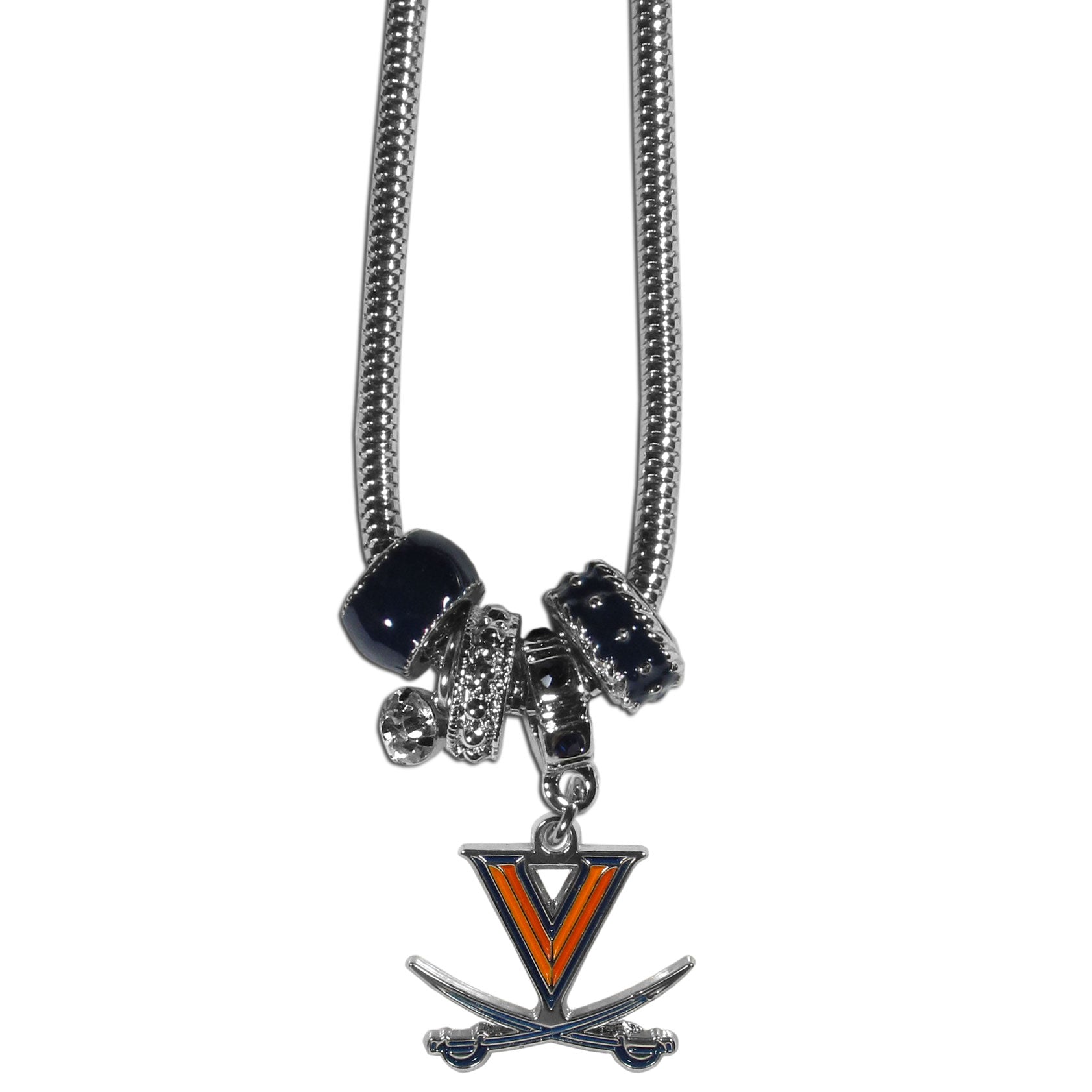 Virginia Cavaliers Euro Bead Necklace (SSKG)