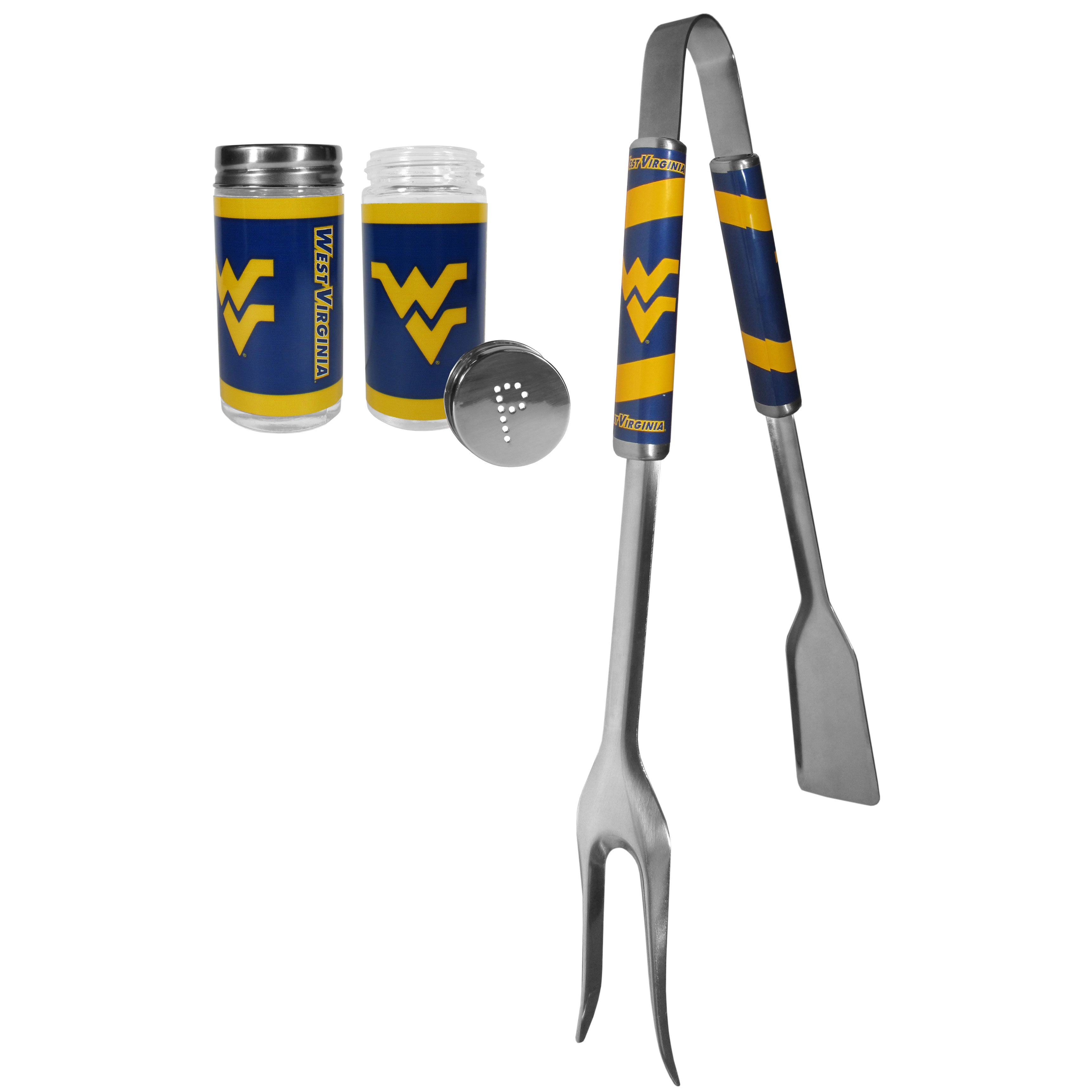 W. Virginia Mountaineers 3 in 1 BBQ Tool and Salt & Pepper Shaker