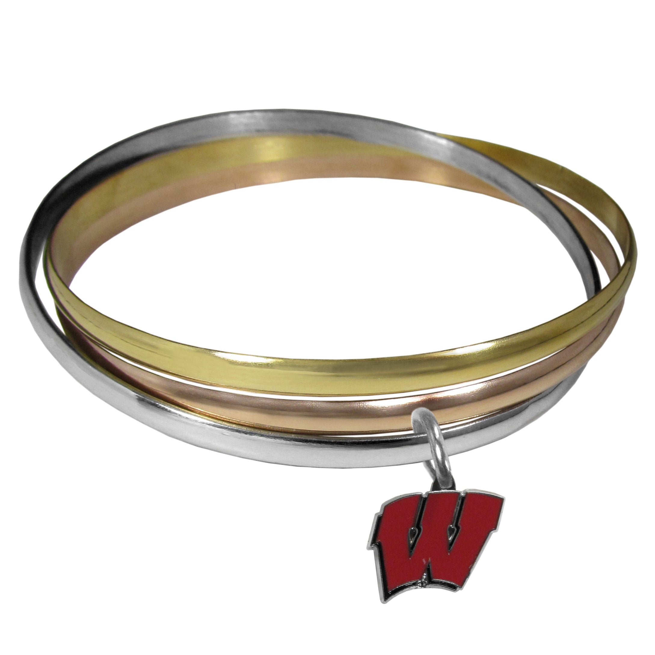 Wisconsin Badgers Tri-color Bangle Bracelet - Sports Gifts, Sports Memorabilia, Sports Collectibles, Fan Shop