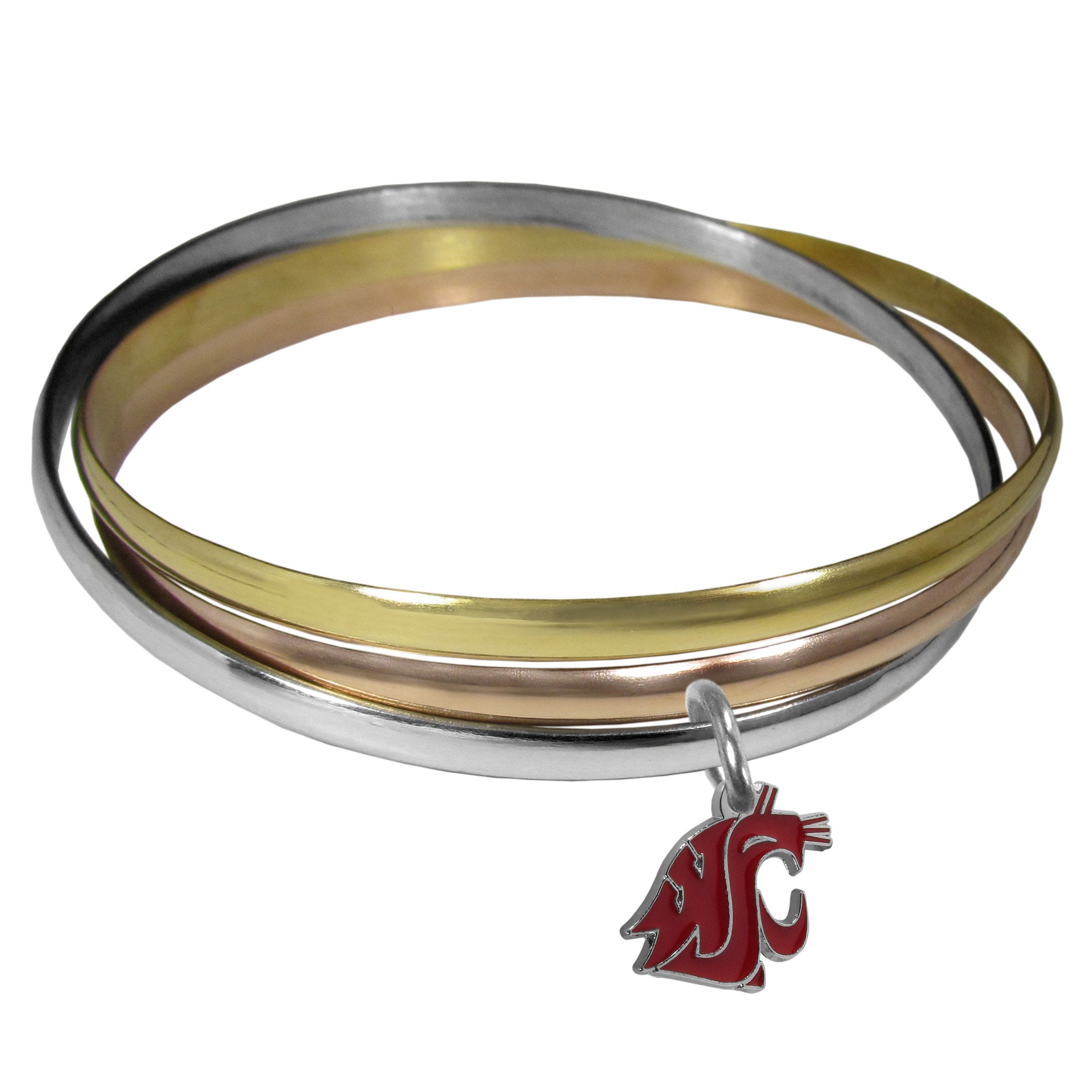 Washington St. Cougars Tri-color Bangle Bracelet - Sports Gifts, Sports Memorabilia, Sports Collectibles, Fan Shop