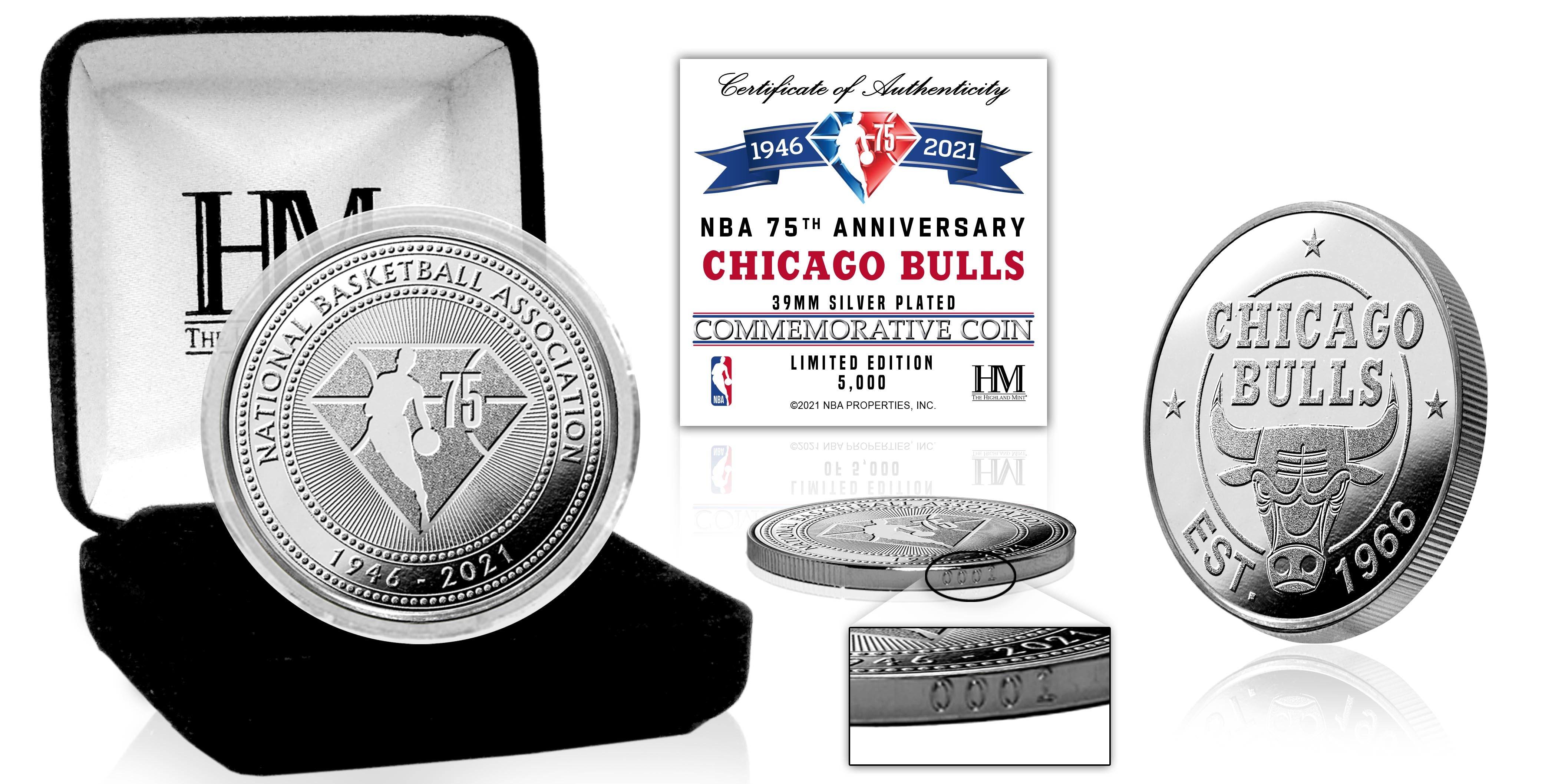 Chicago Bulls NBA 75th Anniversary Silver Mint Coin - Sports Collectibles, Sports Memorabilia, Sports Fan Shop, Sports Gifts
