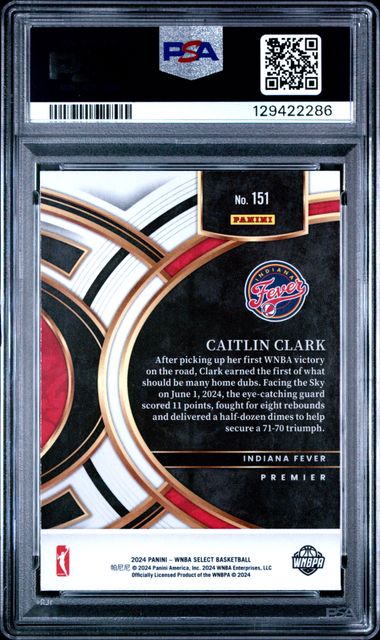 Graded 2024 Panini Select WNBA Caitlin Clark #151 Rookie RC Basketball Card PSA 9 Mint