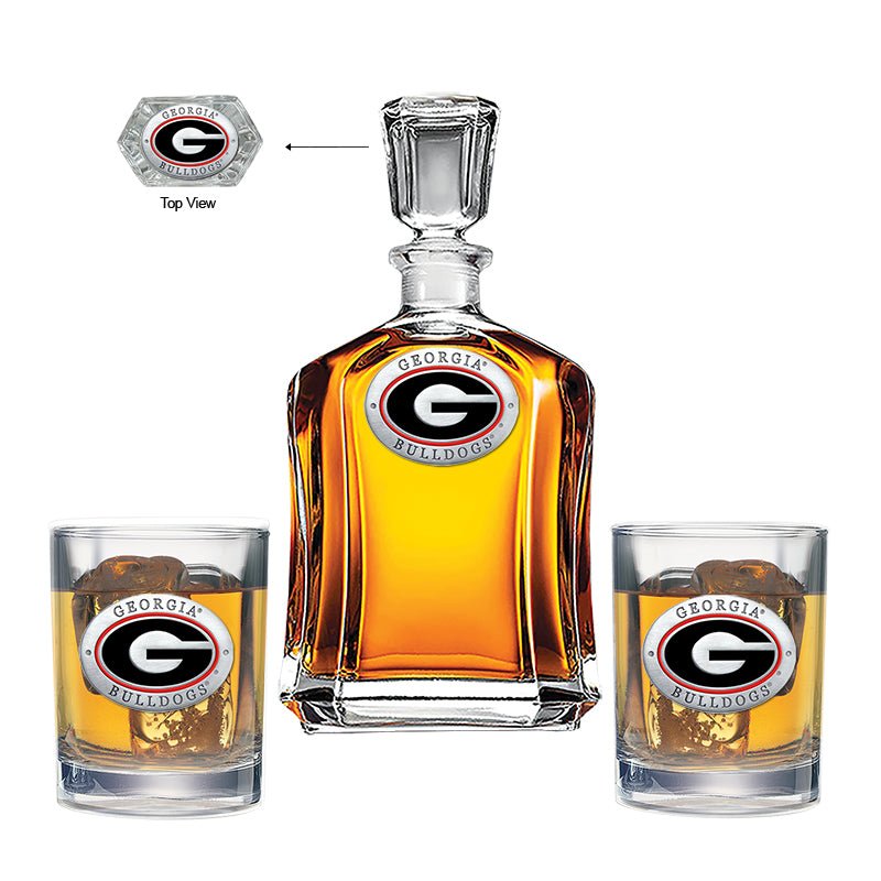 University of Georgia Capitol Decanter with 2 Glasses - Sports Gifts, Sports Memorabilia, Sports Collectibles, Fan Shop