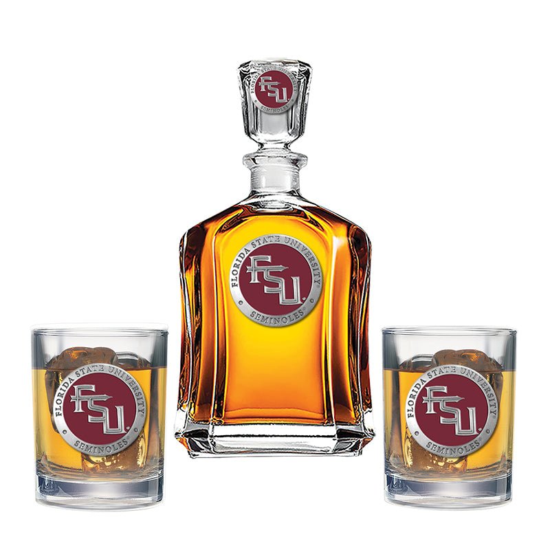 Florida State University FSU Logo Capitol Decanter with 2 Glasses - Sports Gifts, Sports Memorabilia, Sports Collectibles, Fan Shop