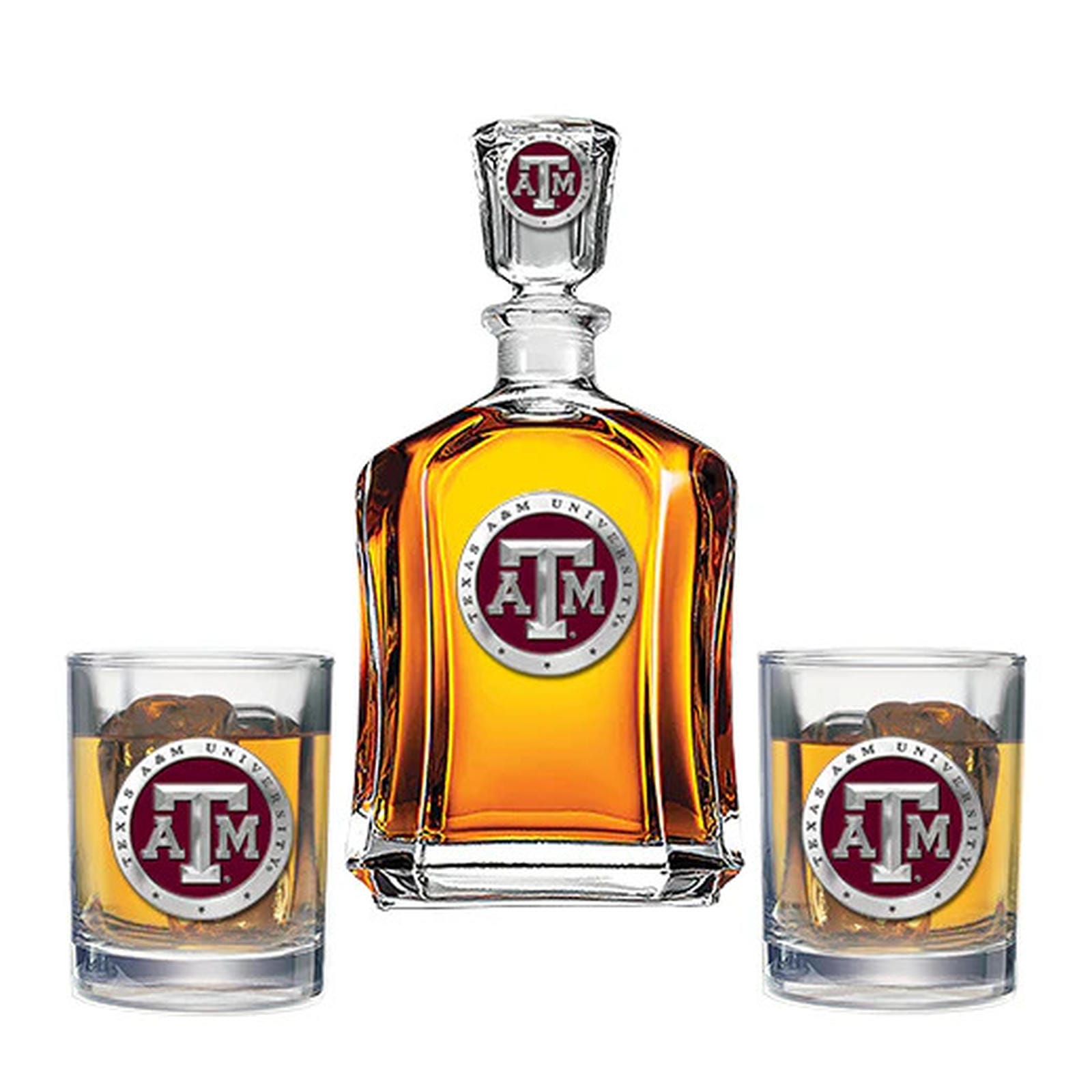 Texas A&M University Capitol Decanter with 2 Glasses - Sports Gifts, Sports Memorabilia, Sports Collectibles, Fan Shop